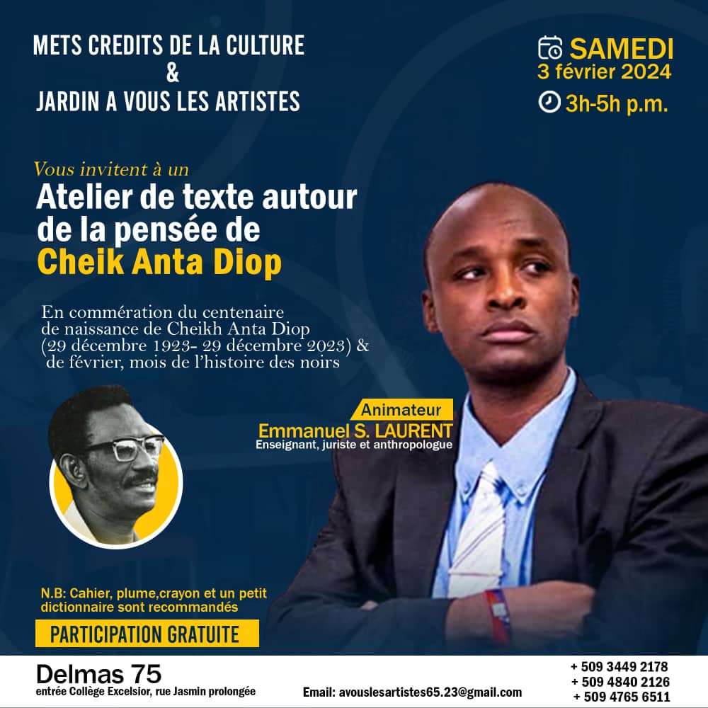 Un atelier de textes autour de la pensée de Cheikh Anta Diop, le restaurateur de la conscience noire