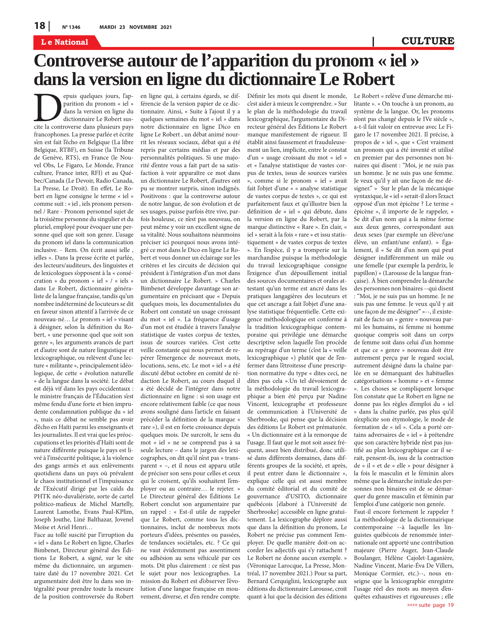 Page 18 de l'édition 1346
