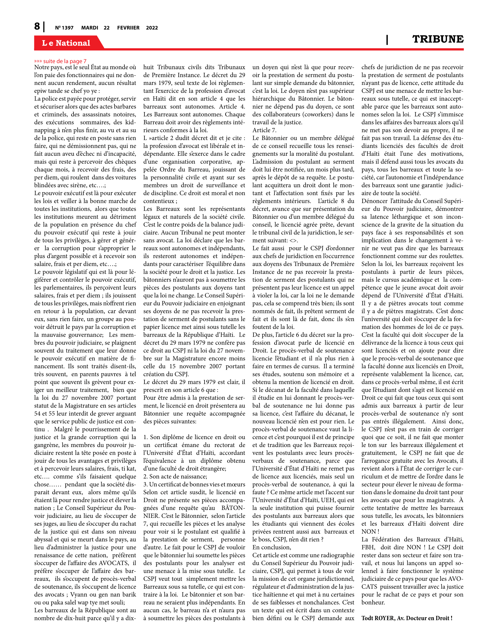 Page 8 de l'édition 1397