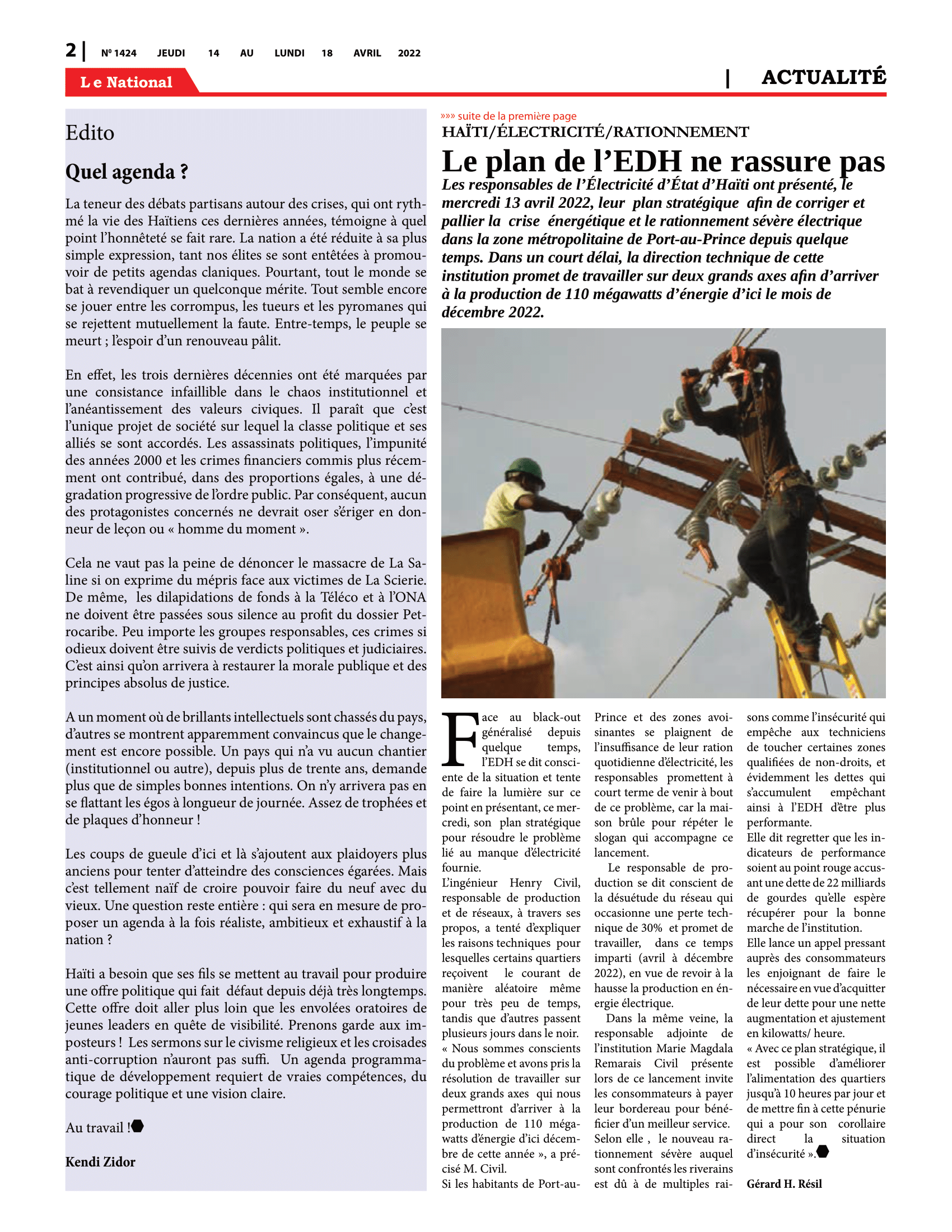Page 2 de l'édition 1424