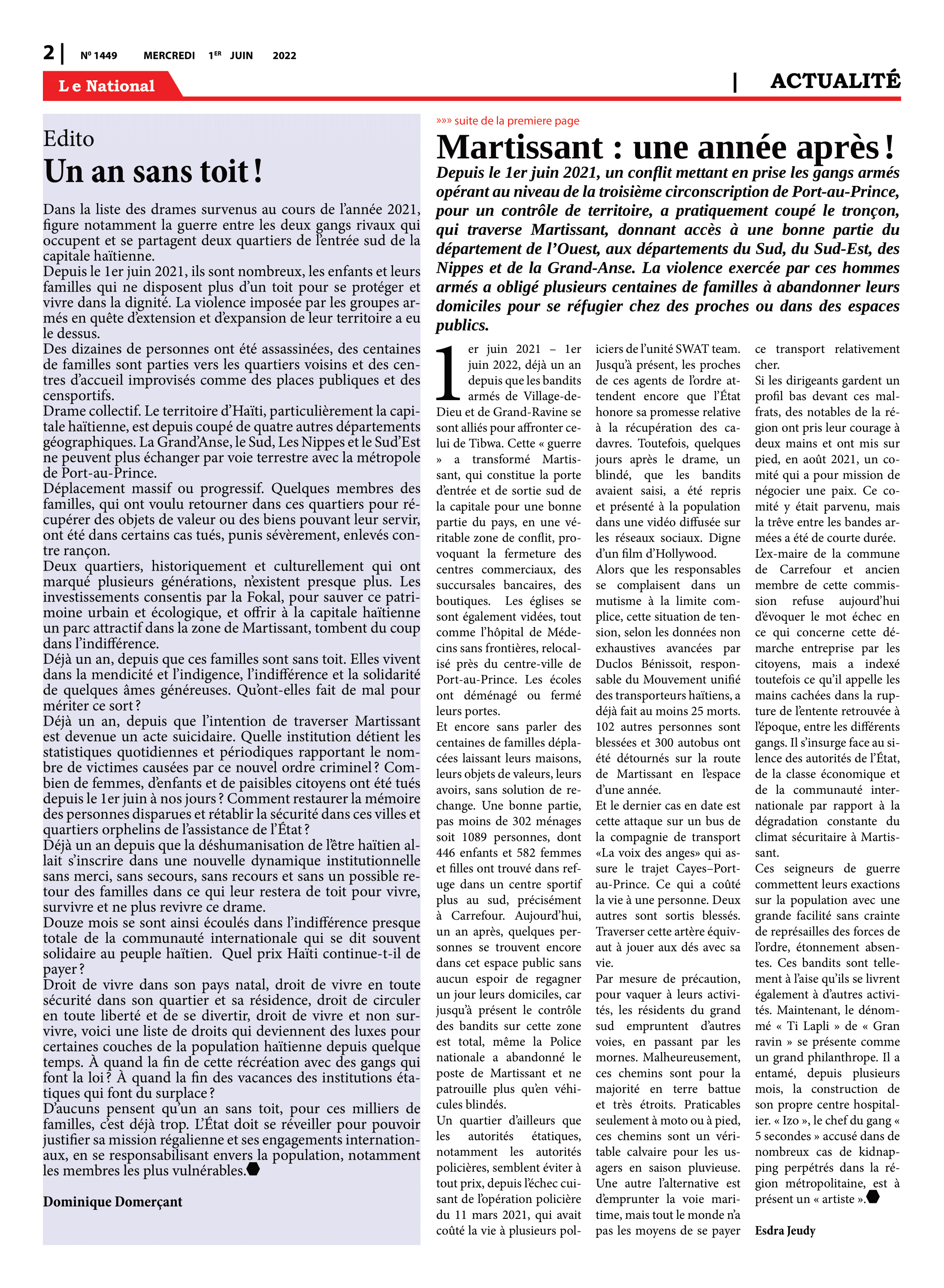 Page 2 de l'édition 1449