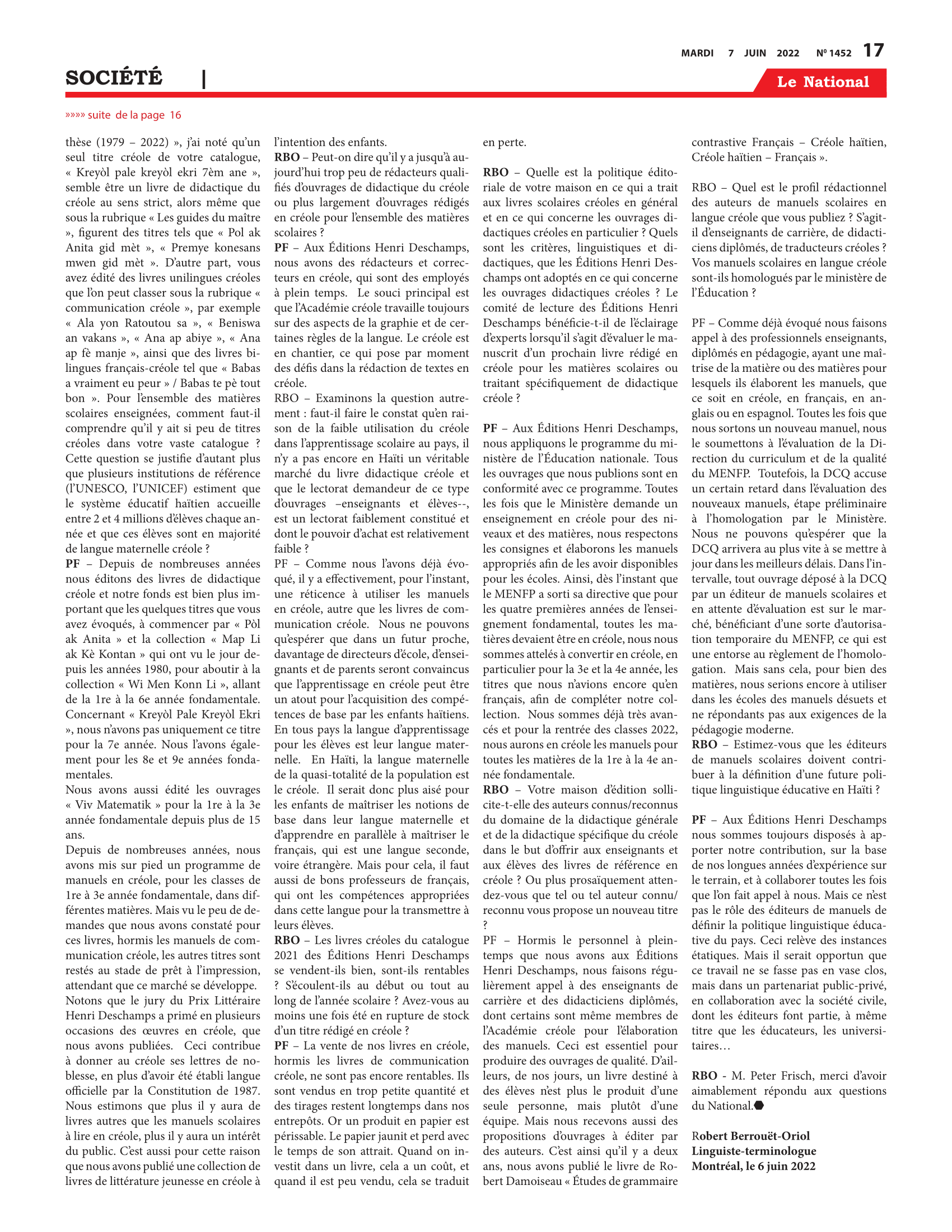 Page 17 de l'édition 1452