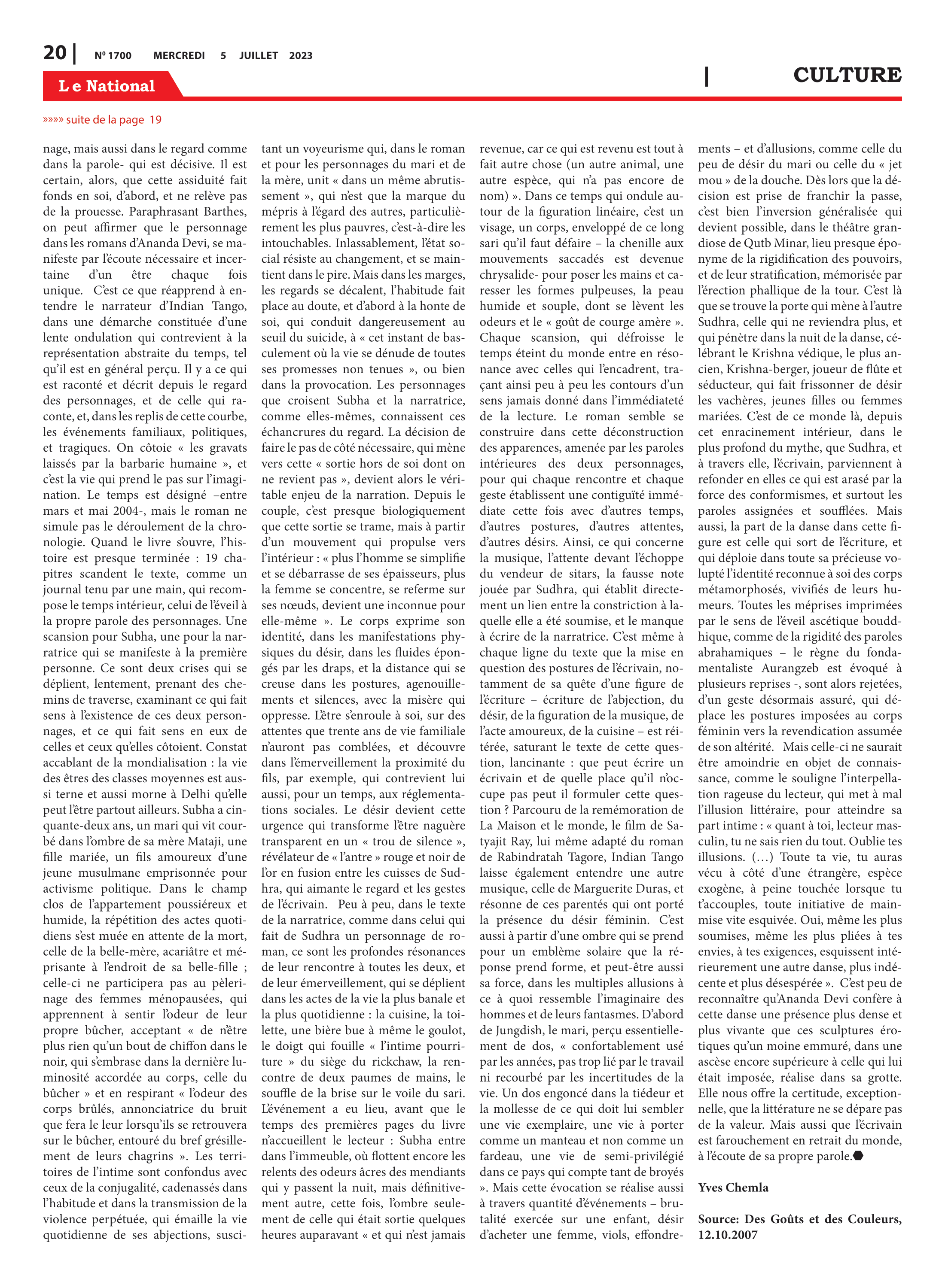 Page 20 de l'édition 1700