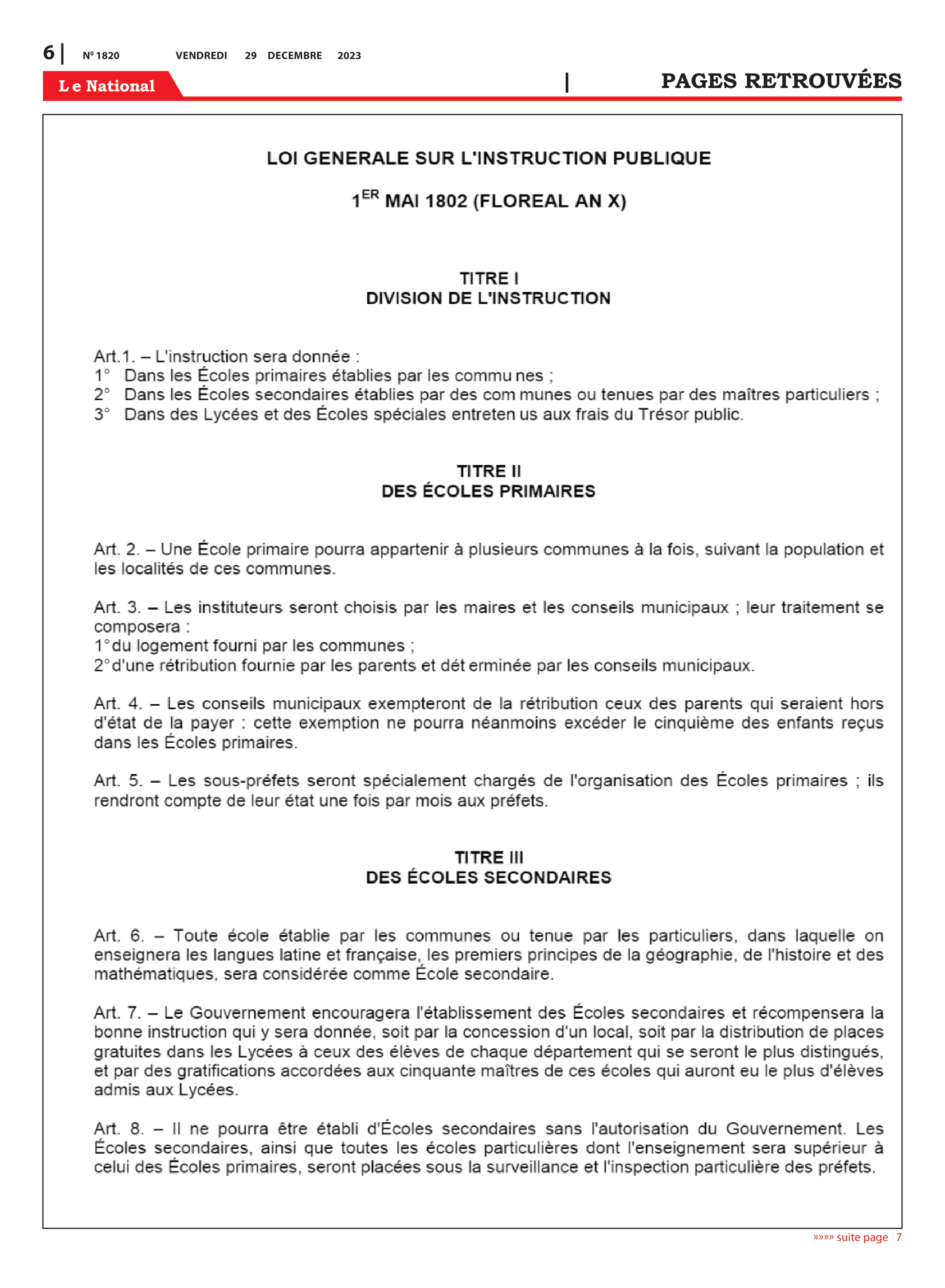 Page 6 de l'édition 1820