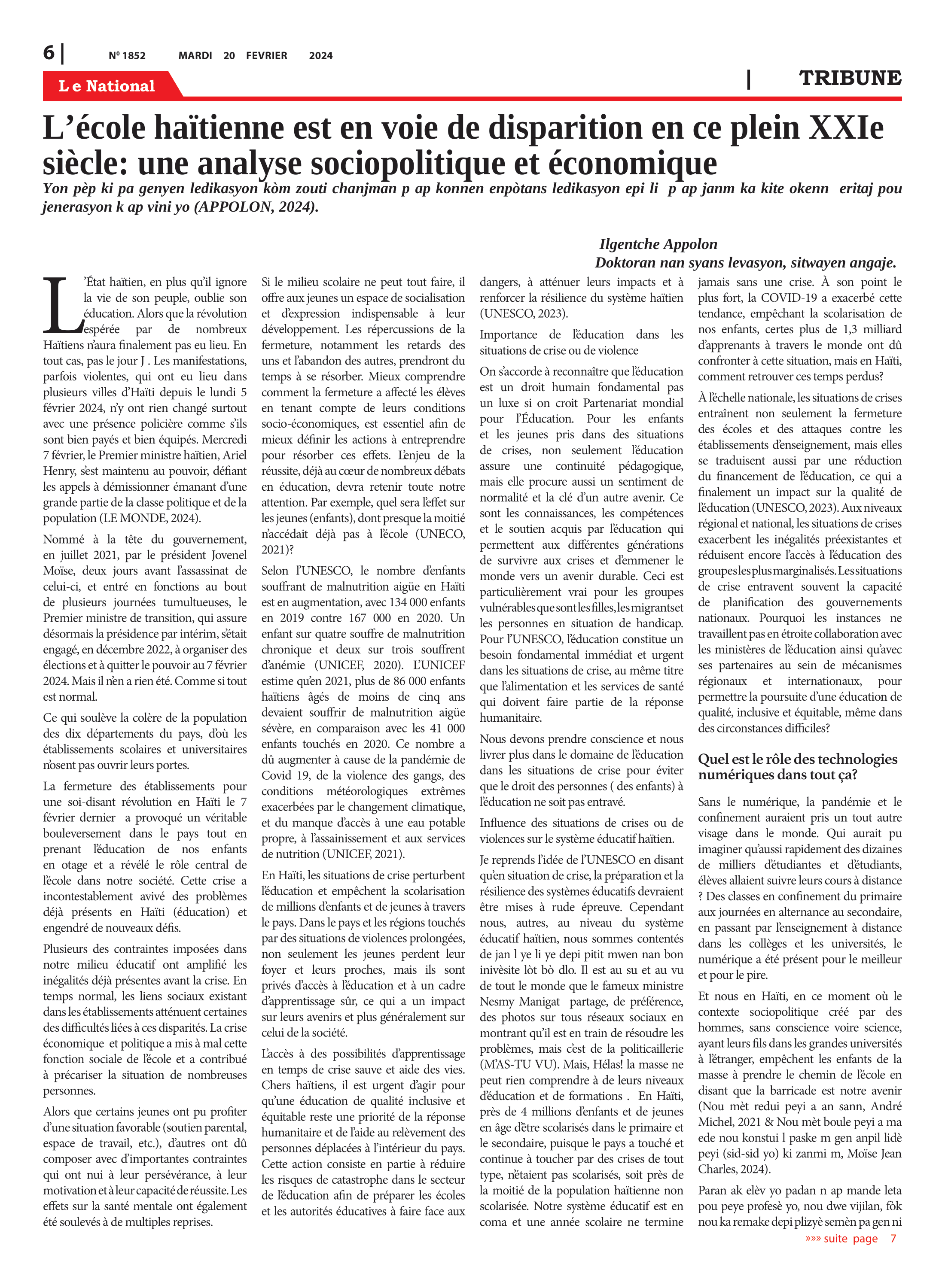 Page 6 de l'édition 1852