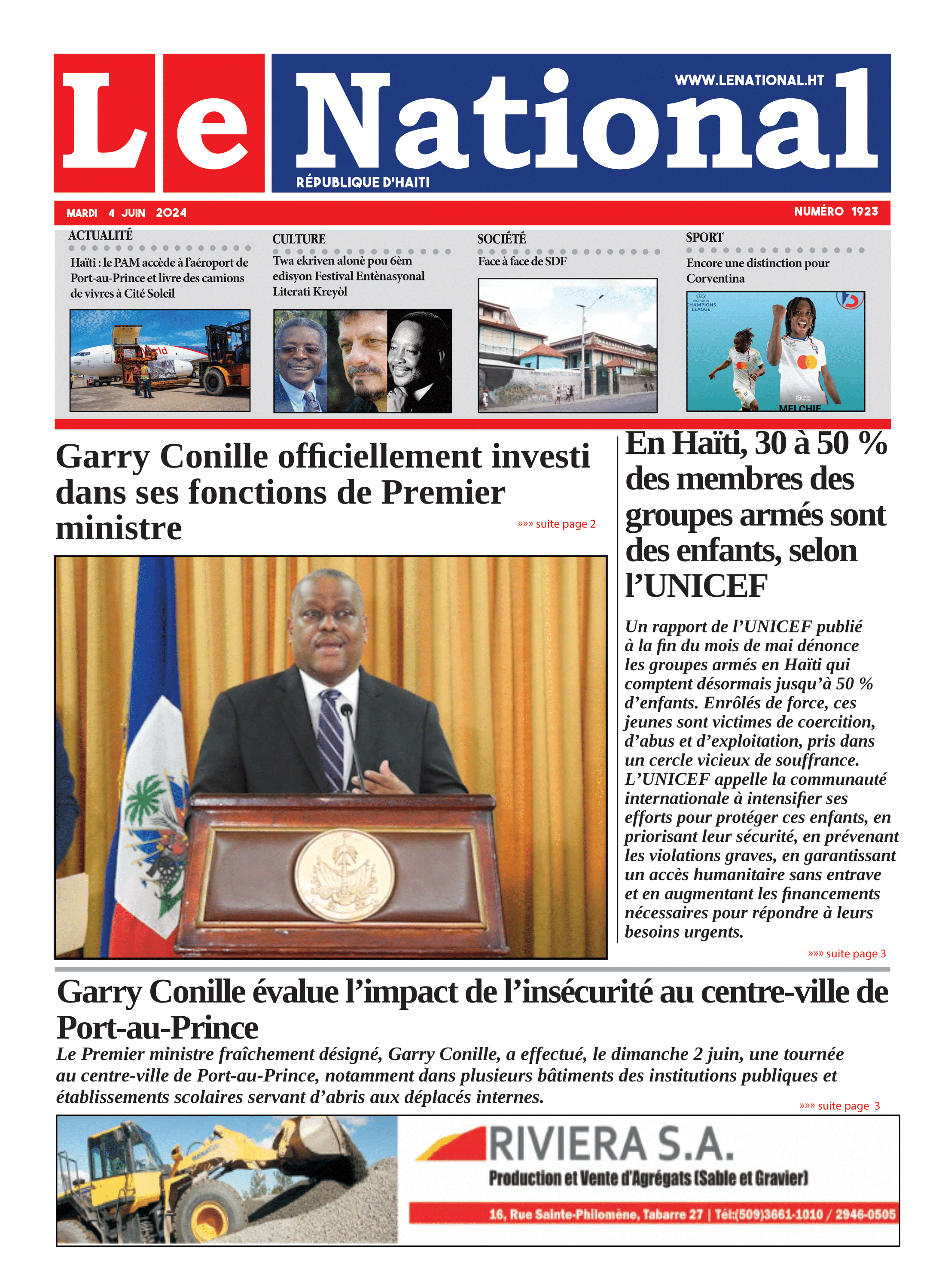Page 1 de l'édition 1923
