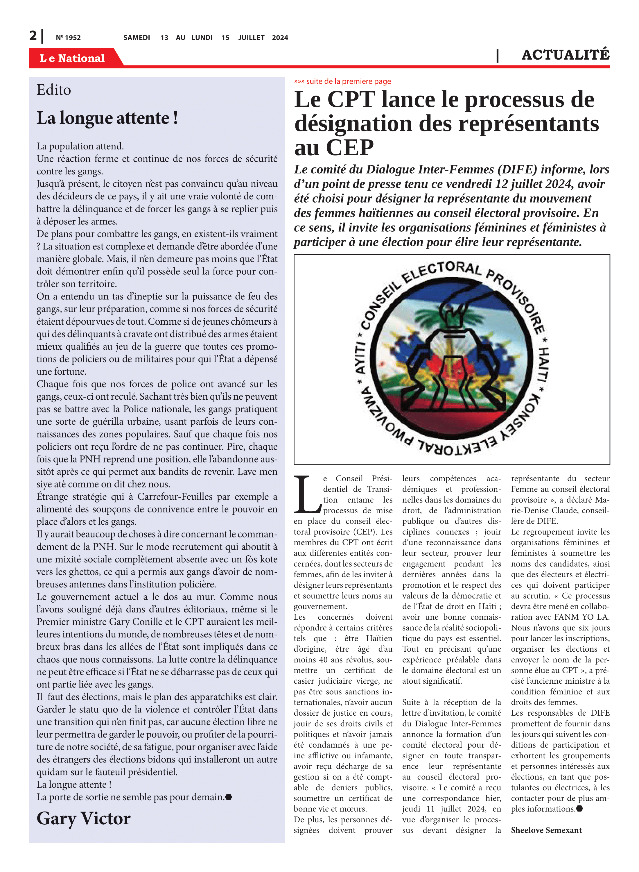 Page 2 de l'édition 1952