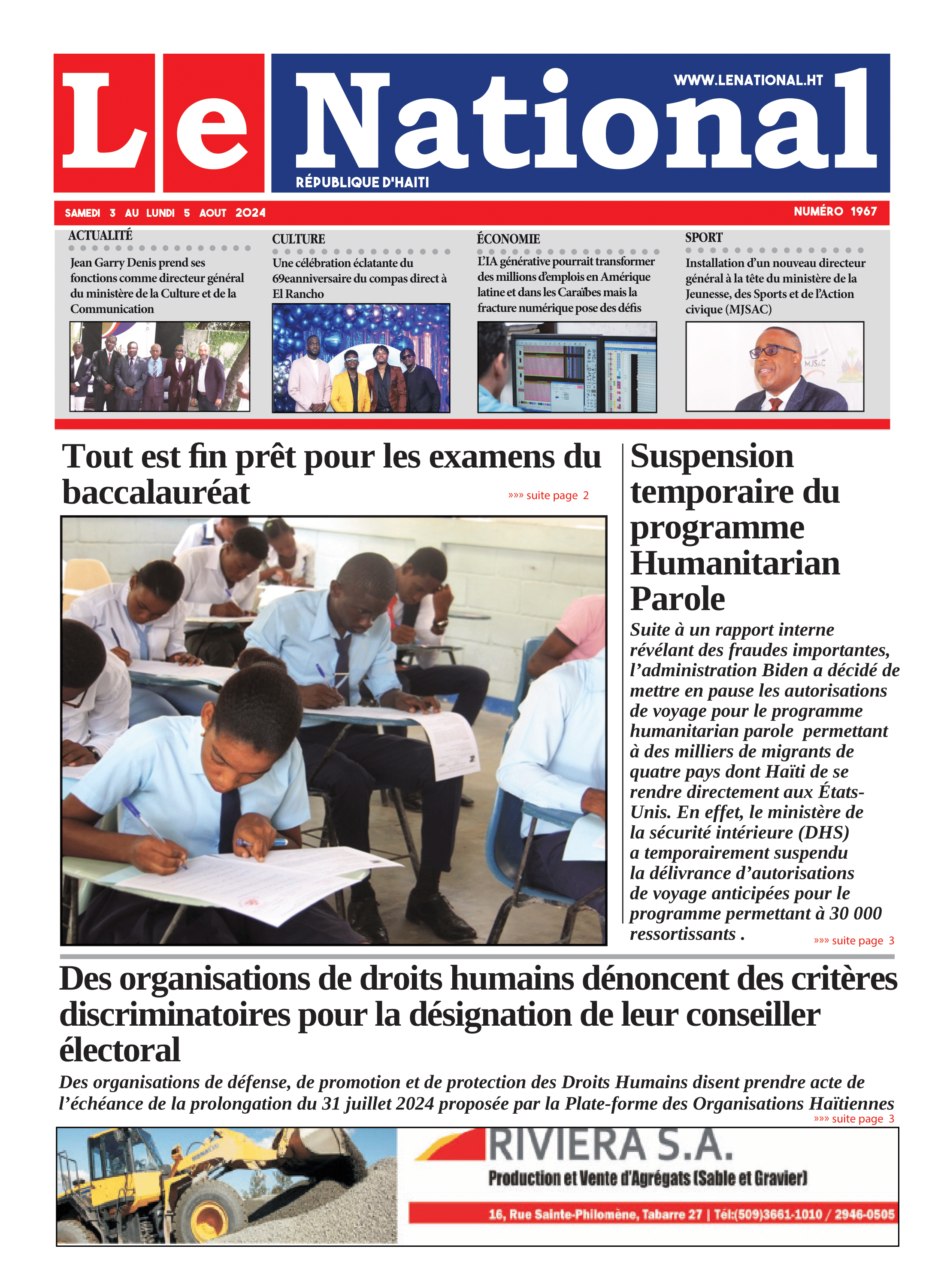 Page 1 de l'édition 1967