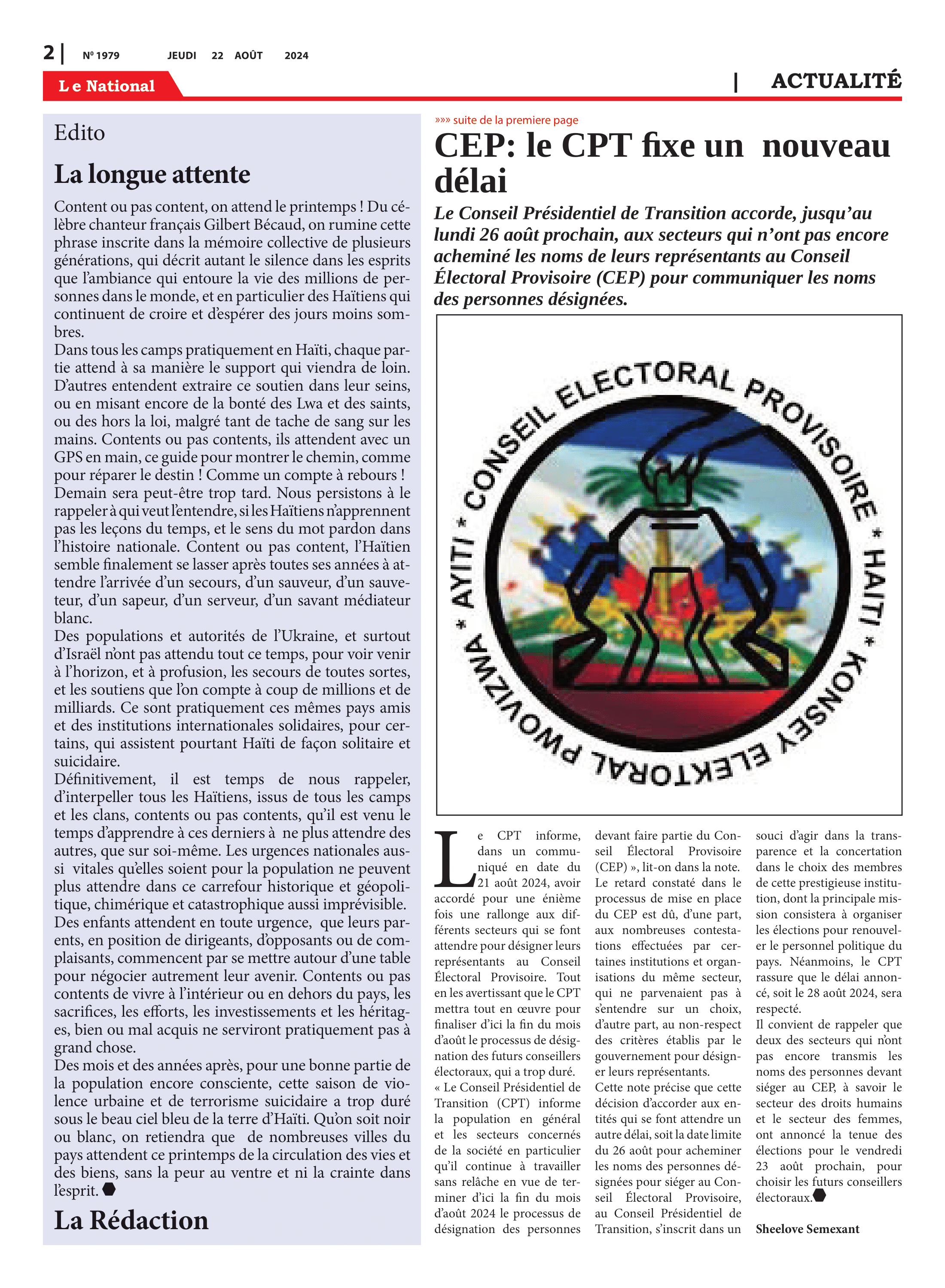Page 2 de l'édition 1979