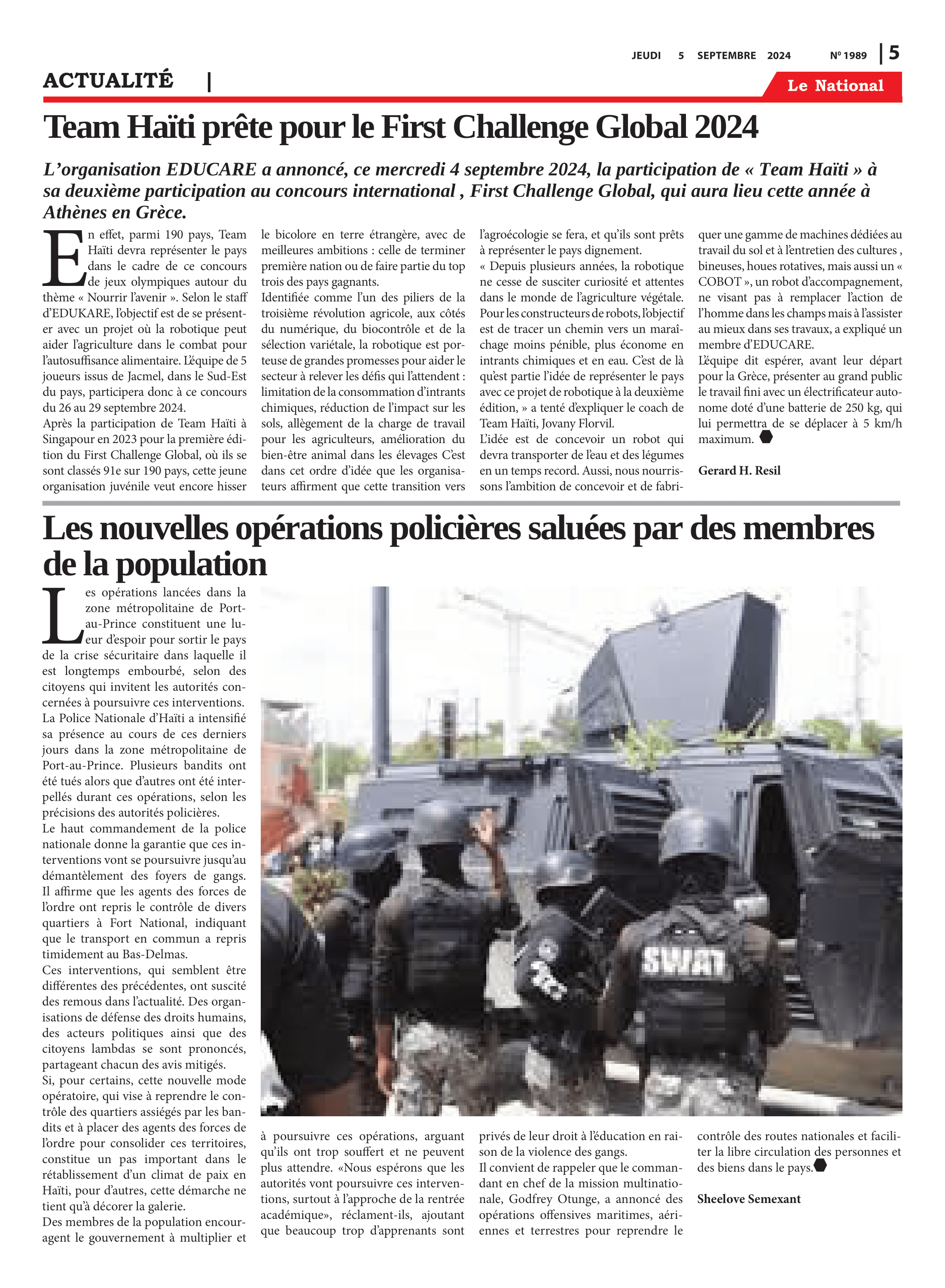 Page 5 de l'édition 1989