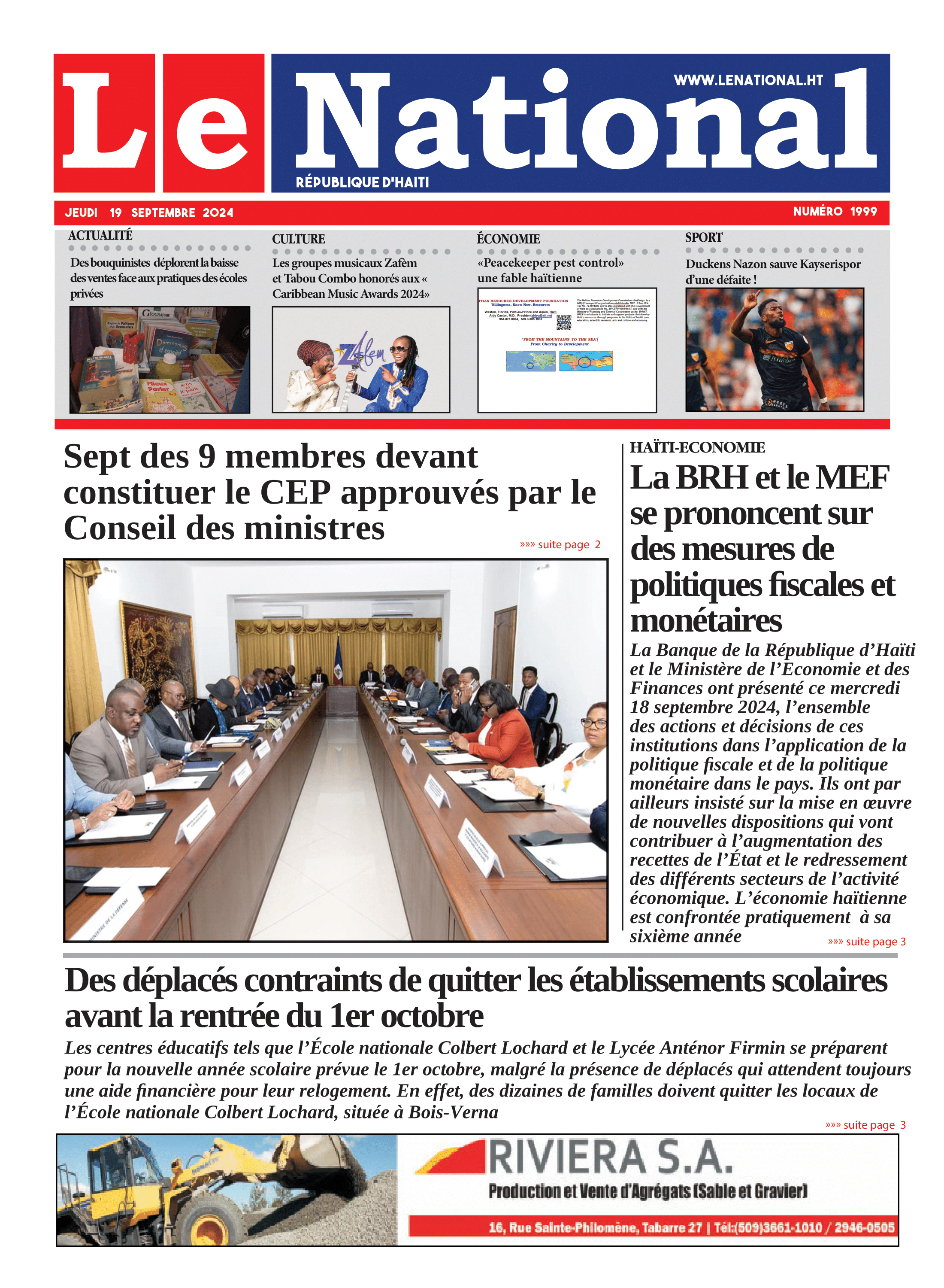 Page 1 de l'édition 1999