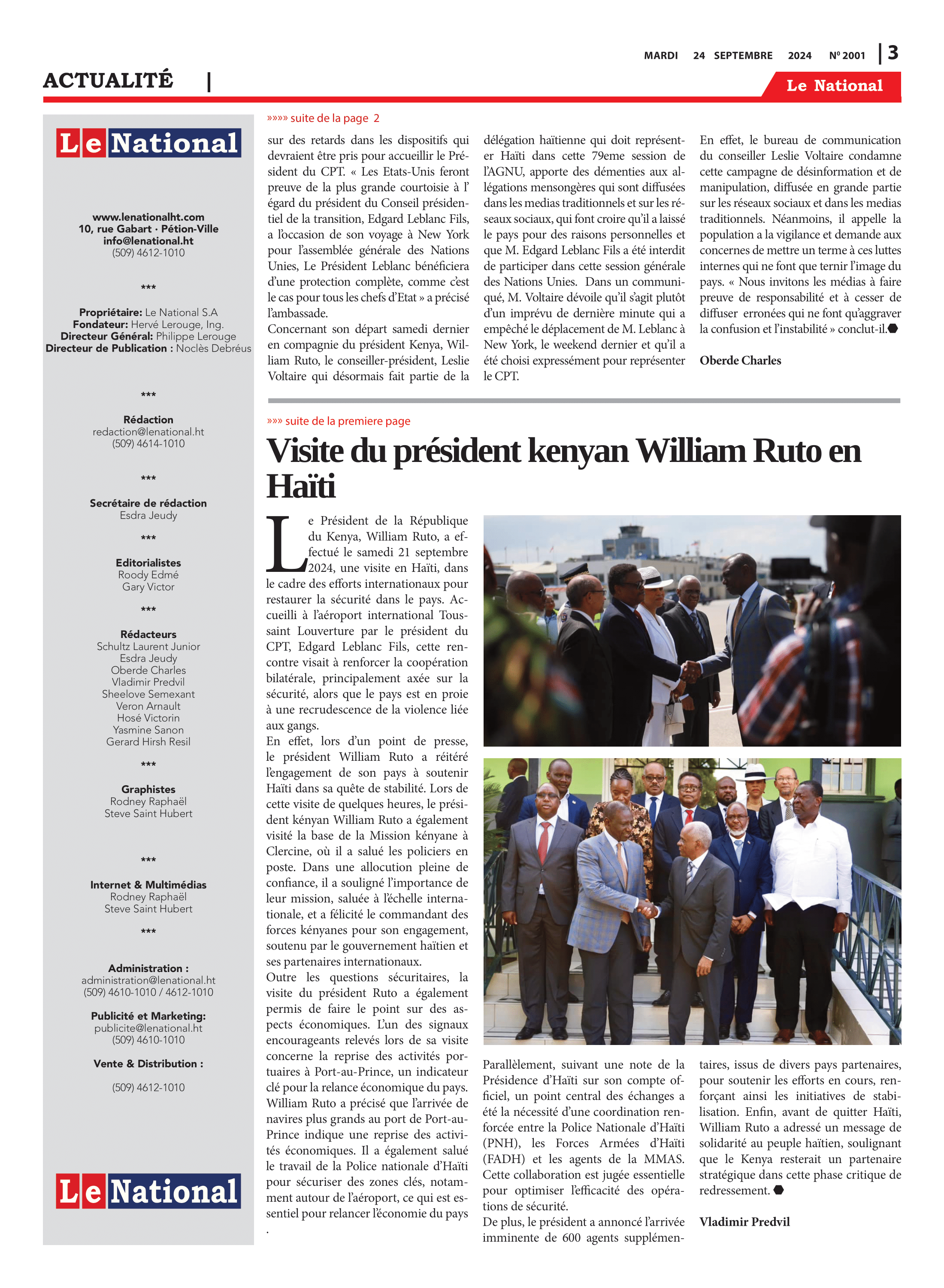 Page 3 de l'édition 2001