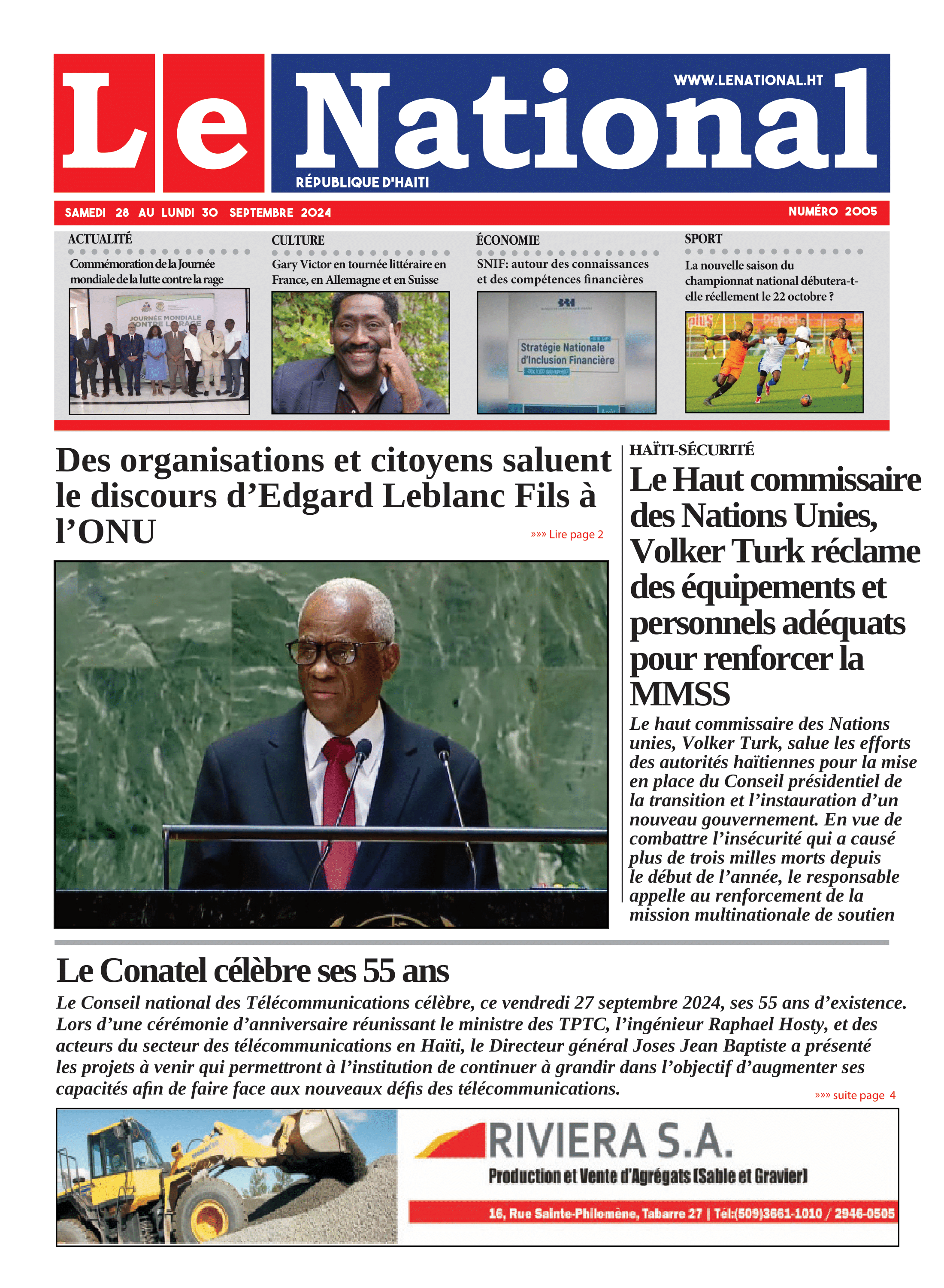 Page 1 de l'édition 2005