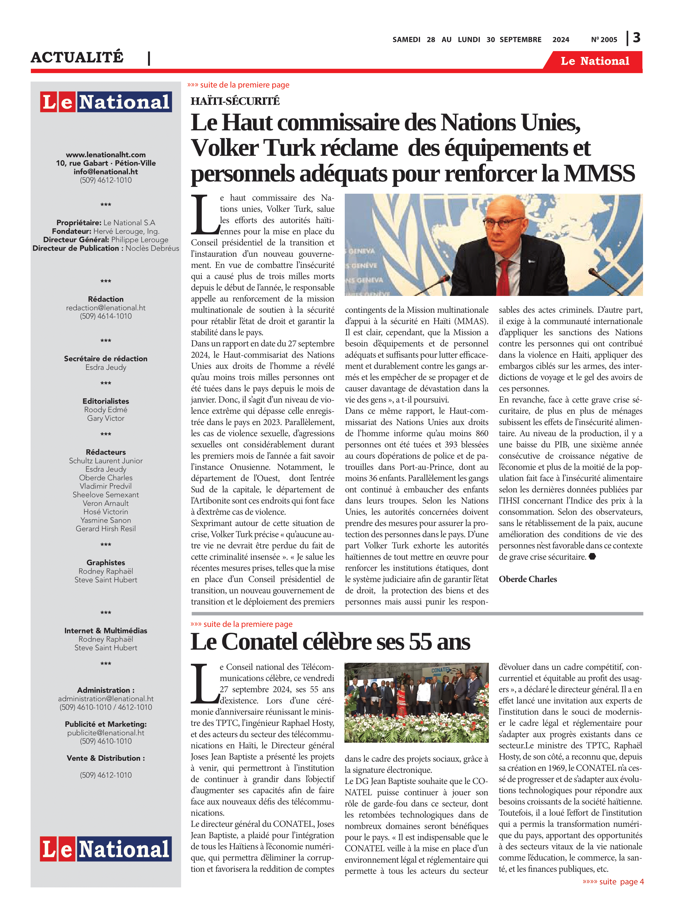 Page 3 de l'édition 2005