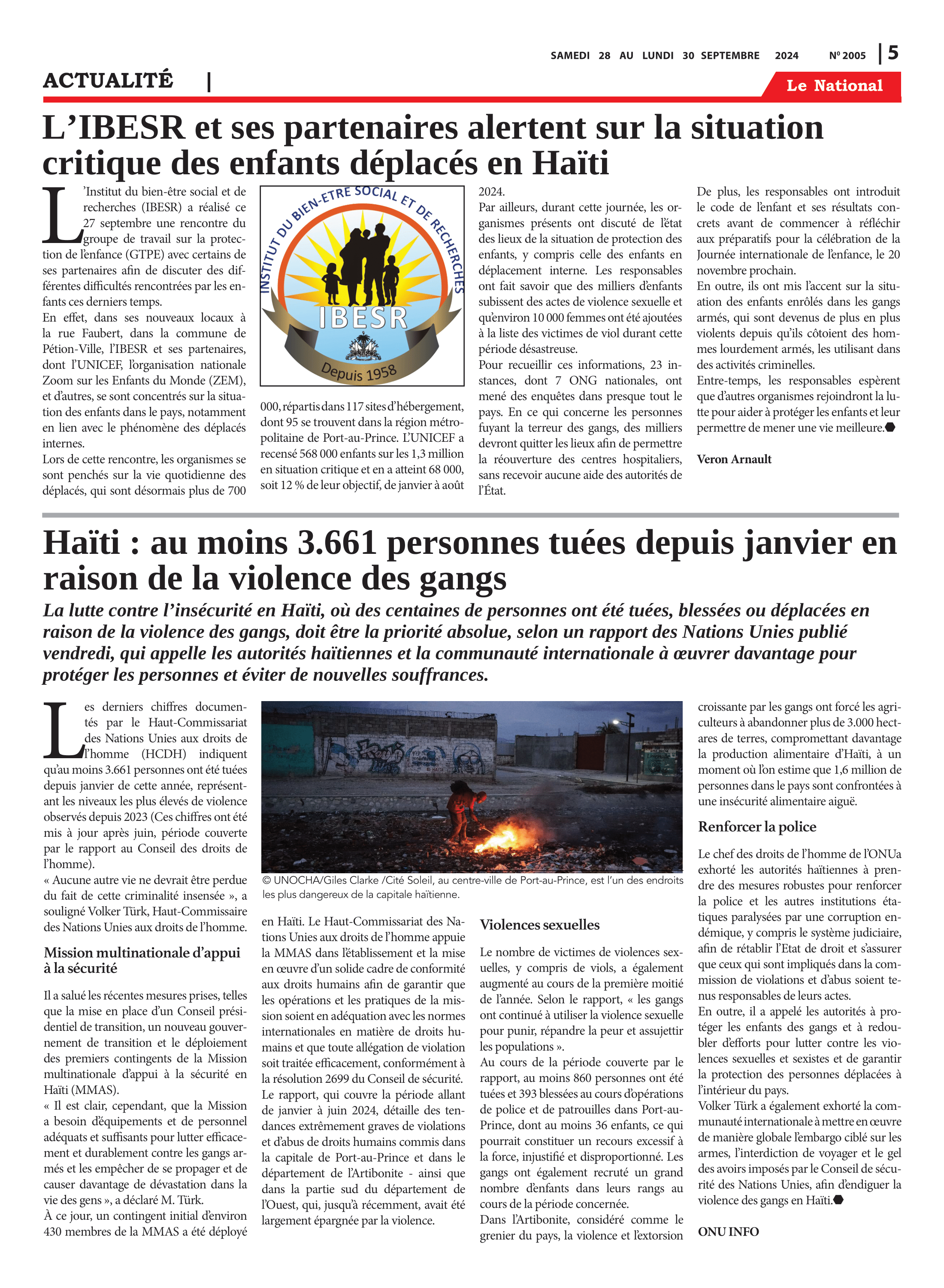 Page 5 de l'édition 2005
