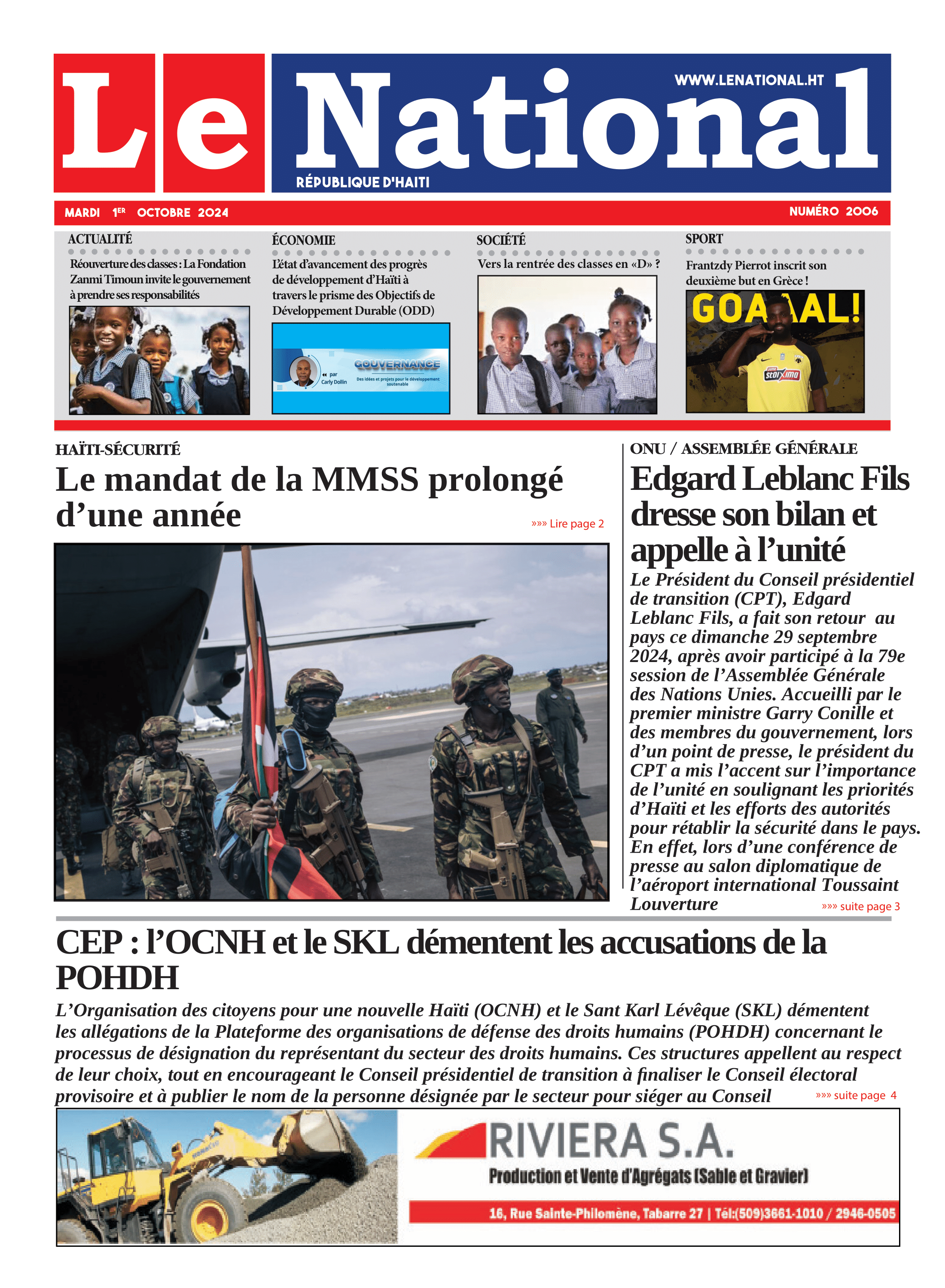 Page 1 de l'édition 2006