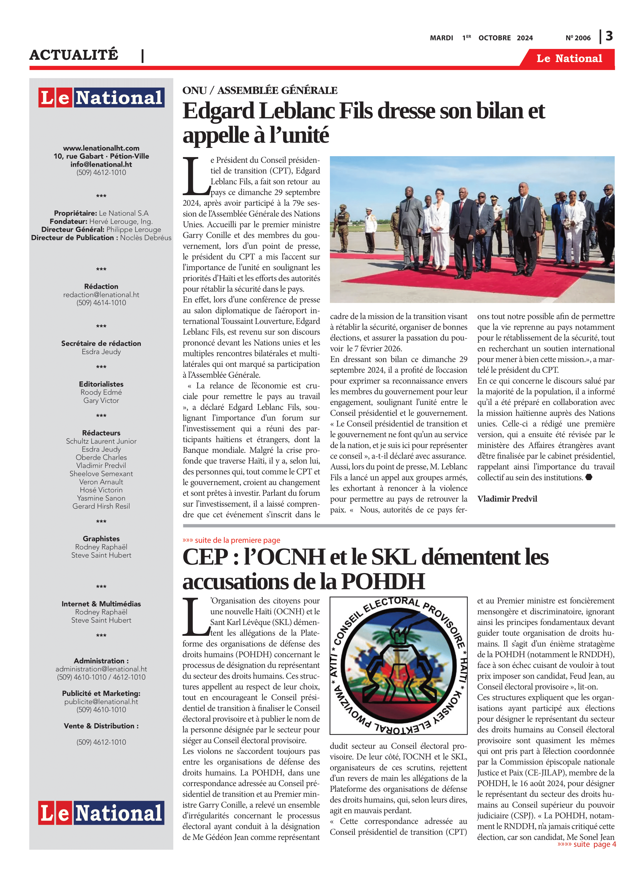 Page 3 de l'édition 2006