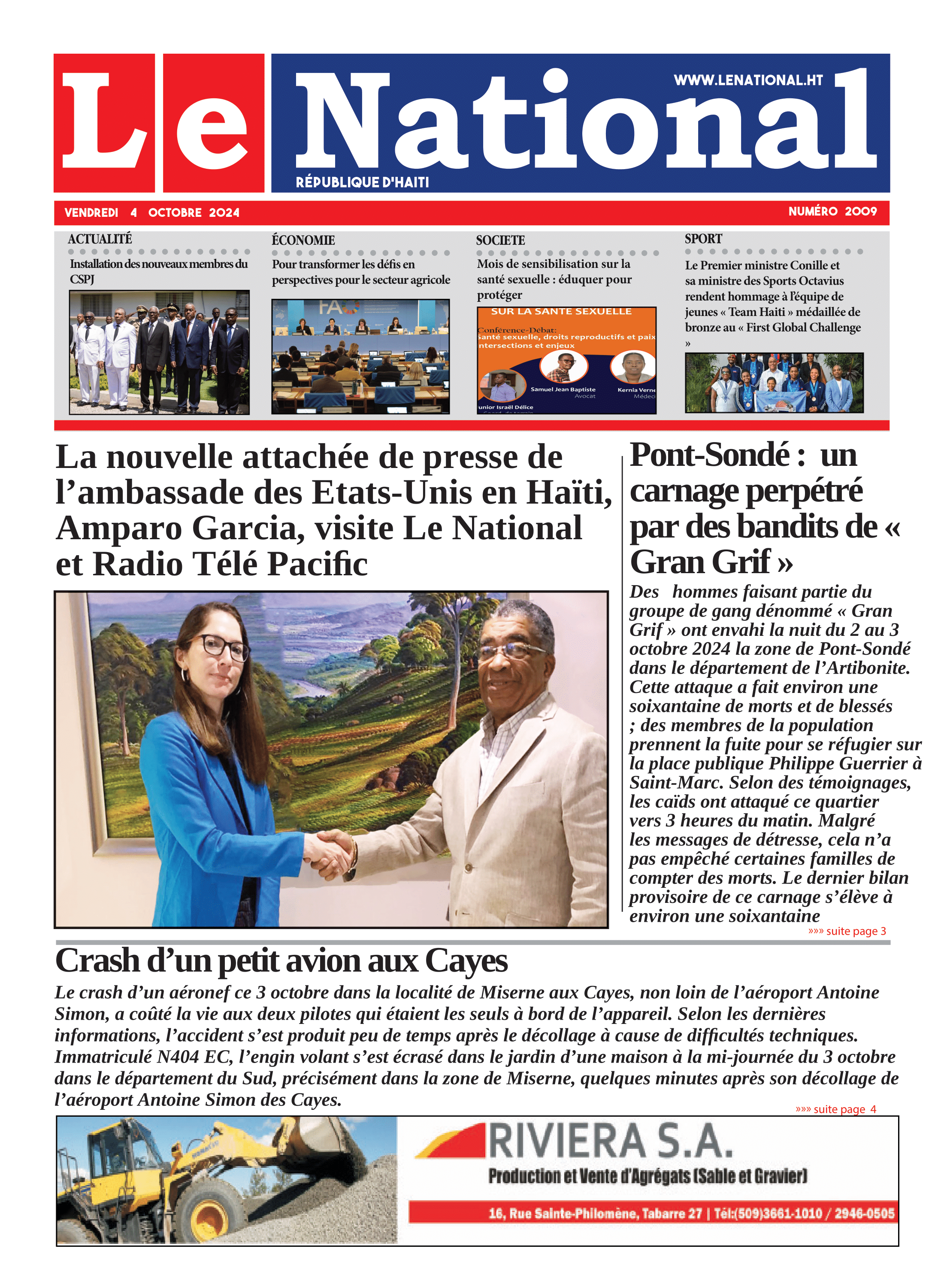 Page 1 de l'édition 2009