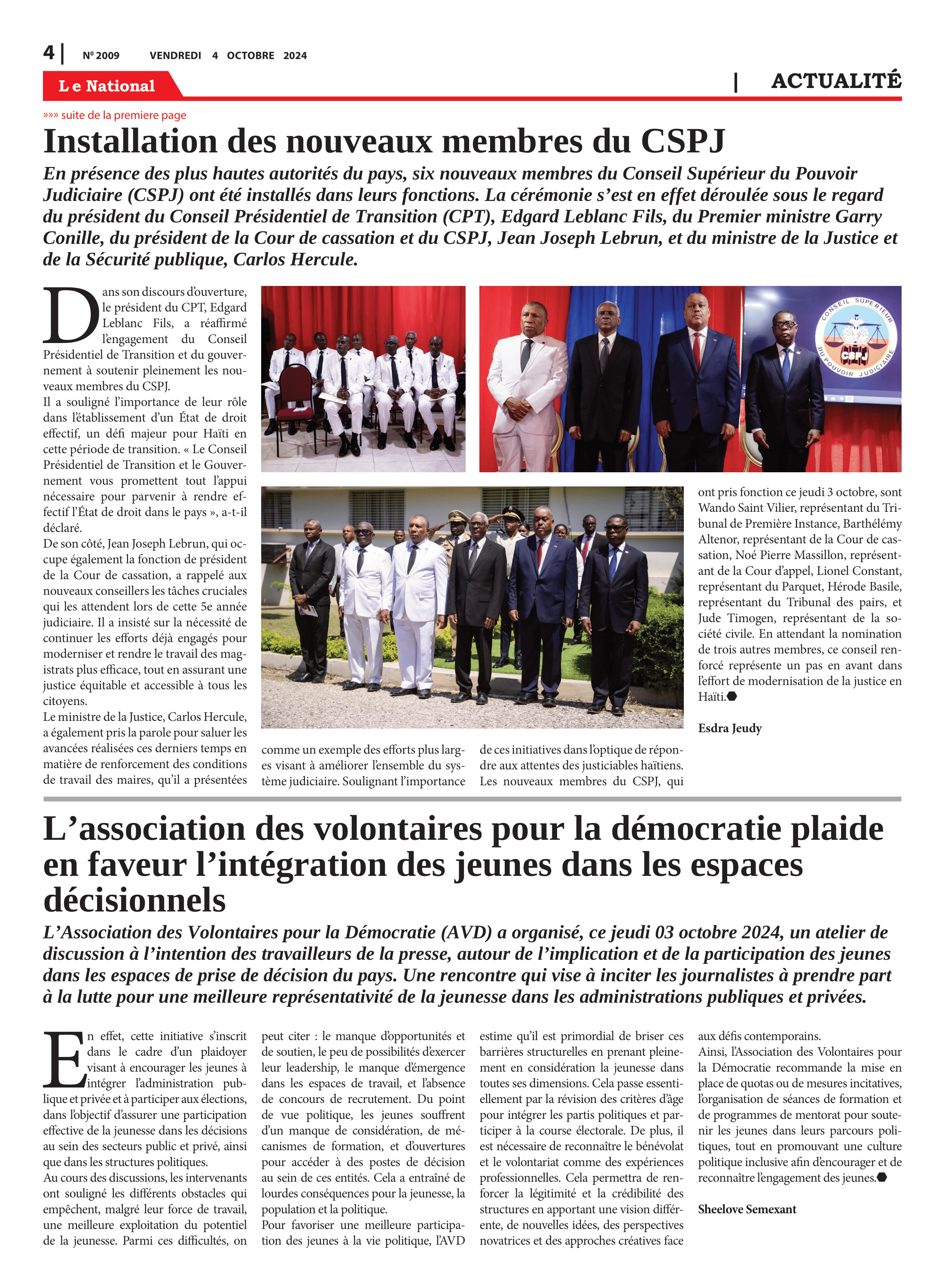 Page 4 de l'édition 2009