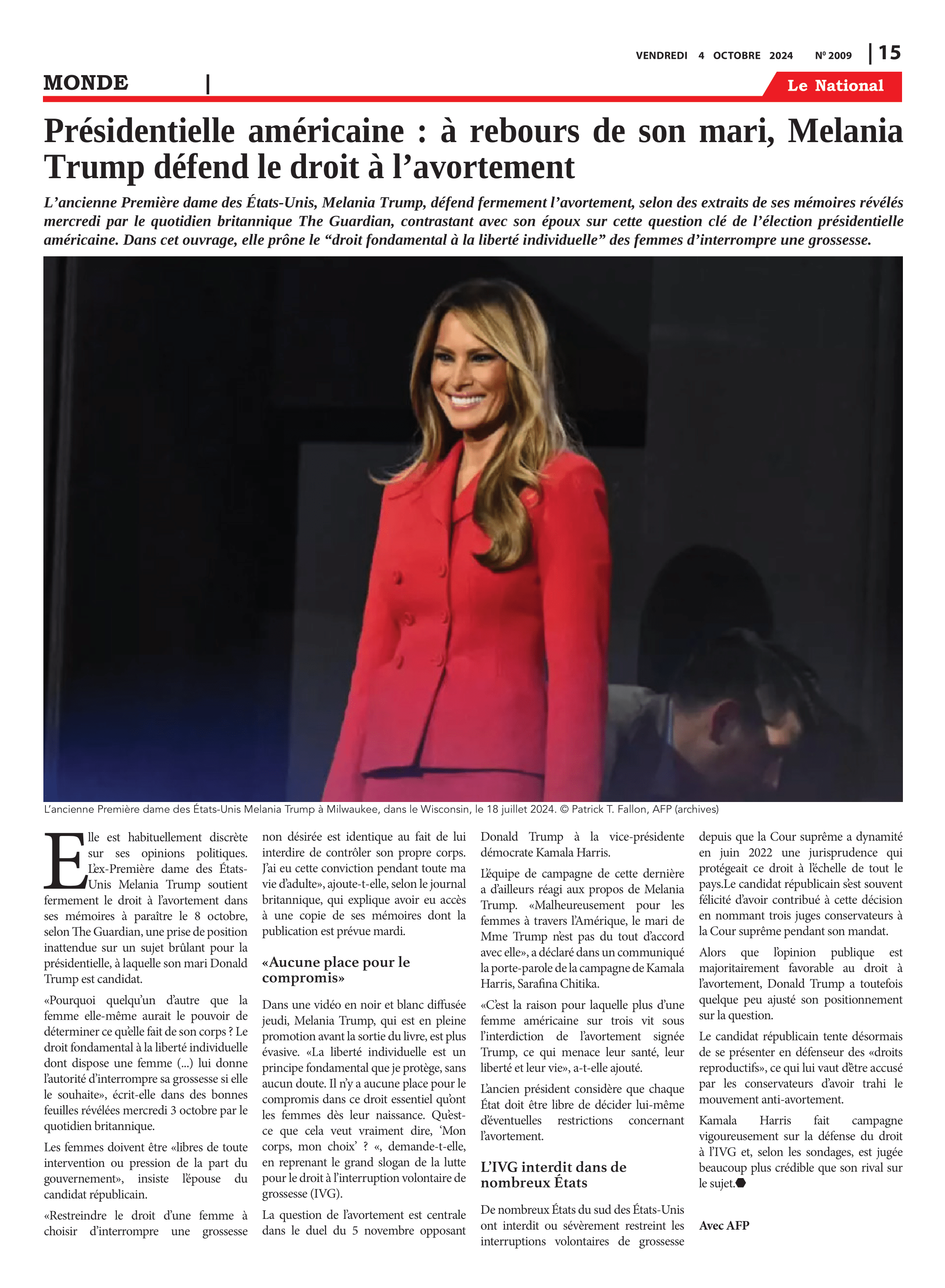 Page 15 de l'édition 2009