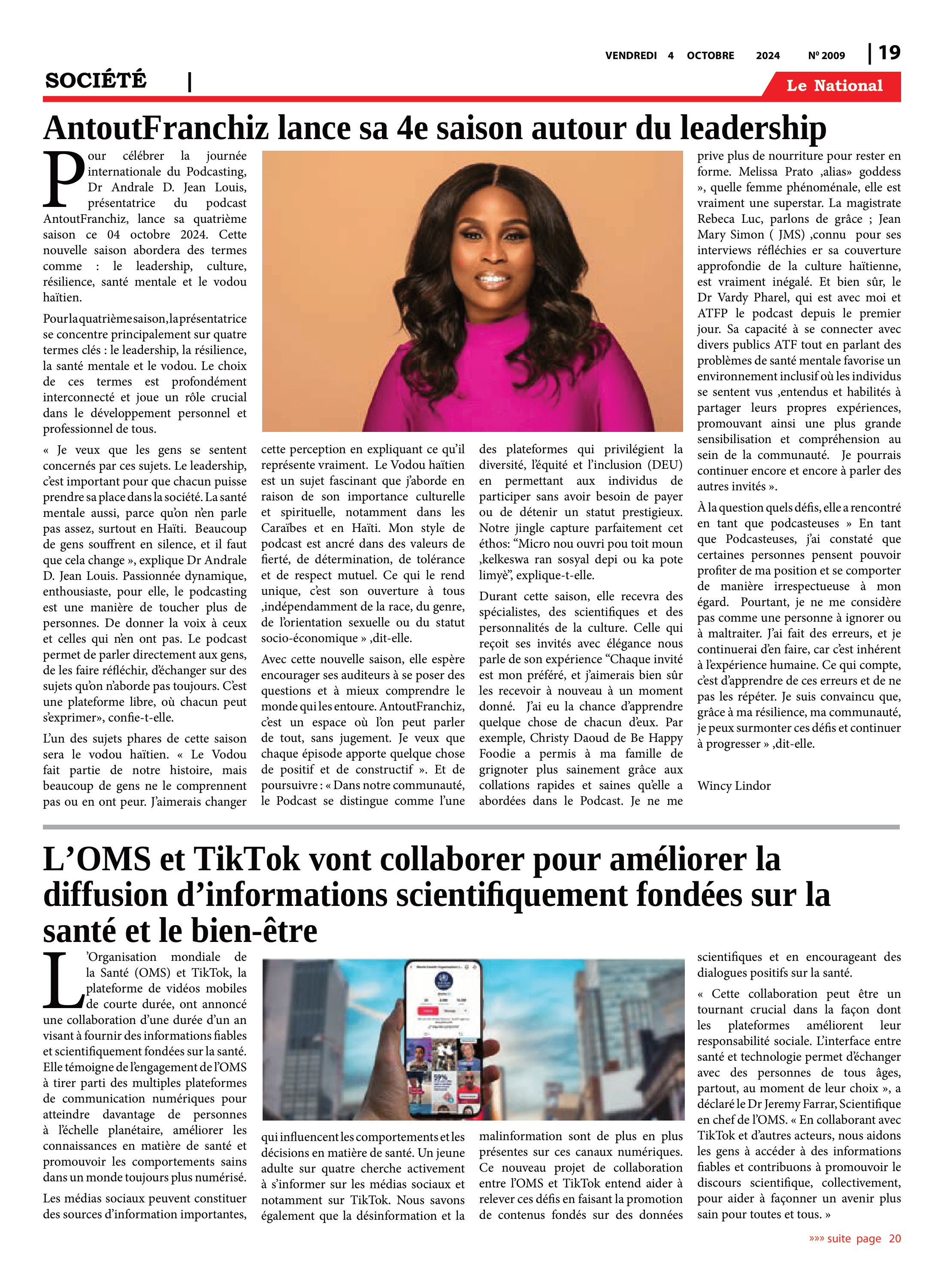 Page 19 de l'édition 2009