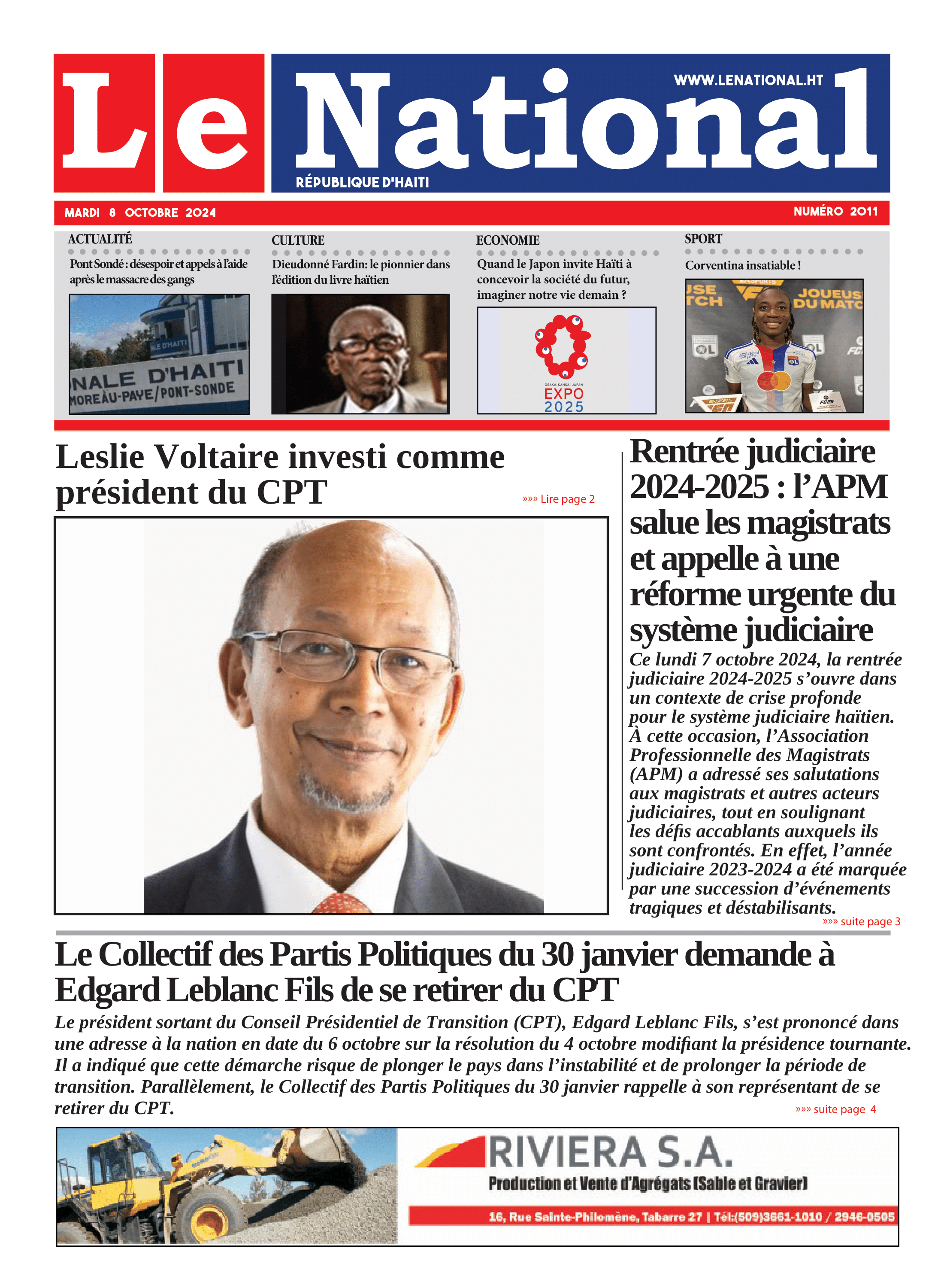 Page 1 de l'édition 2011