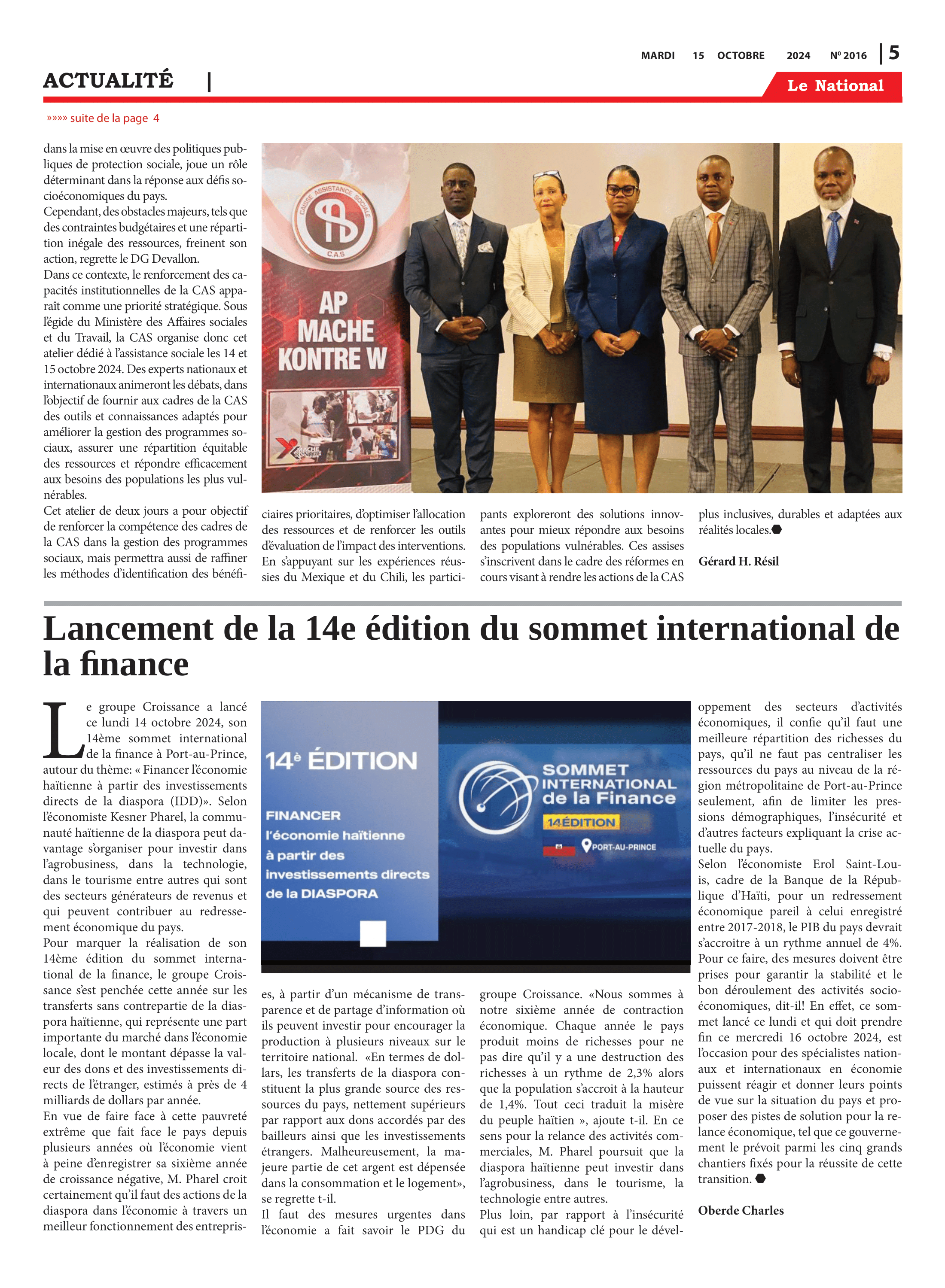 Page 5 de l'édition 2016