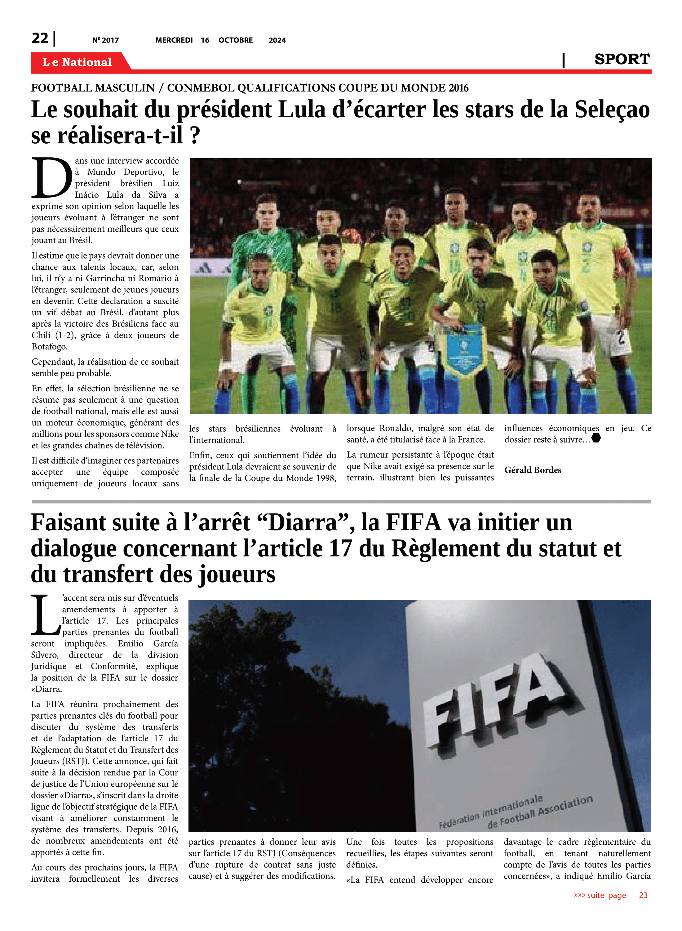 Page 22 de l'édition 2017