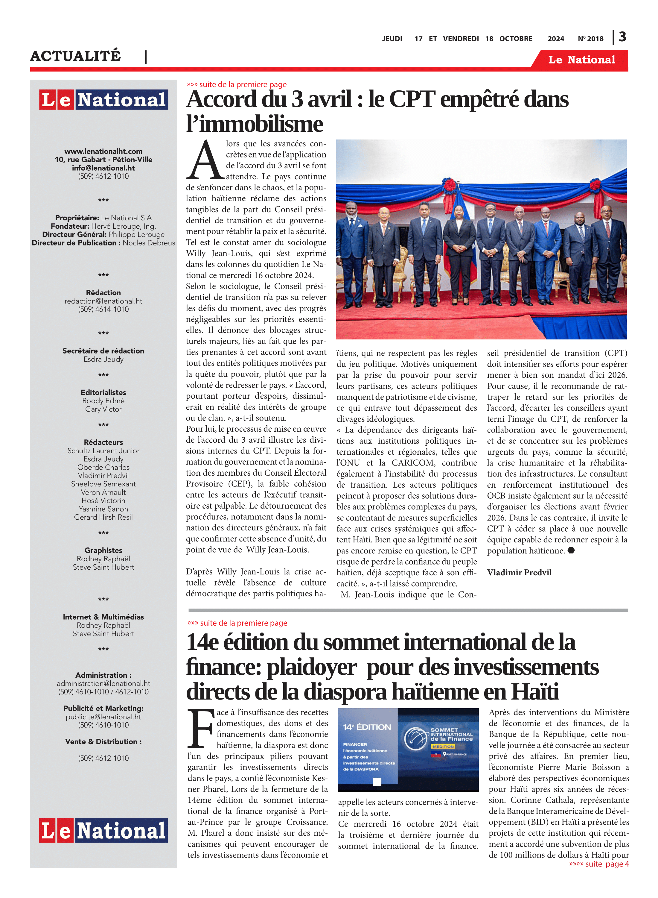 Page 3 de l'édition 2018