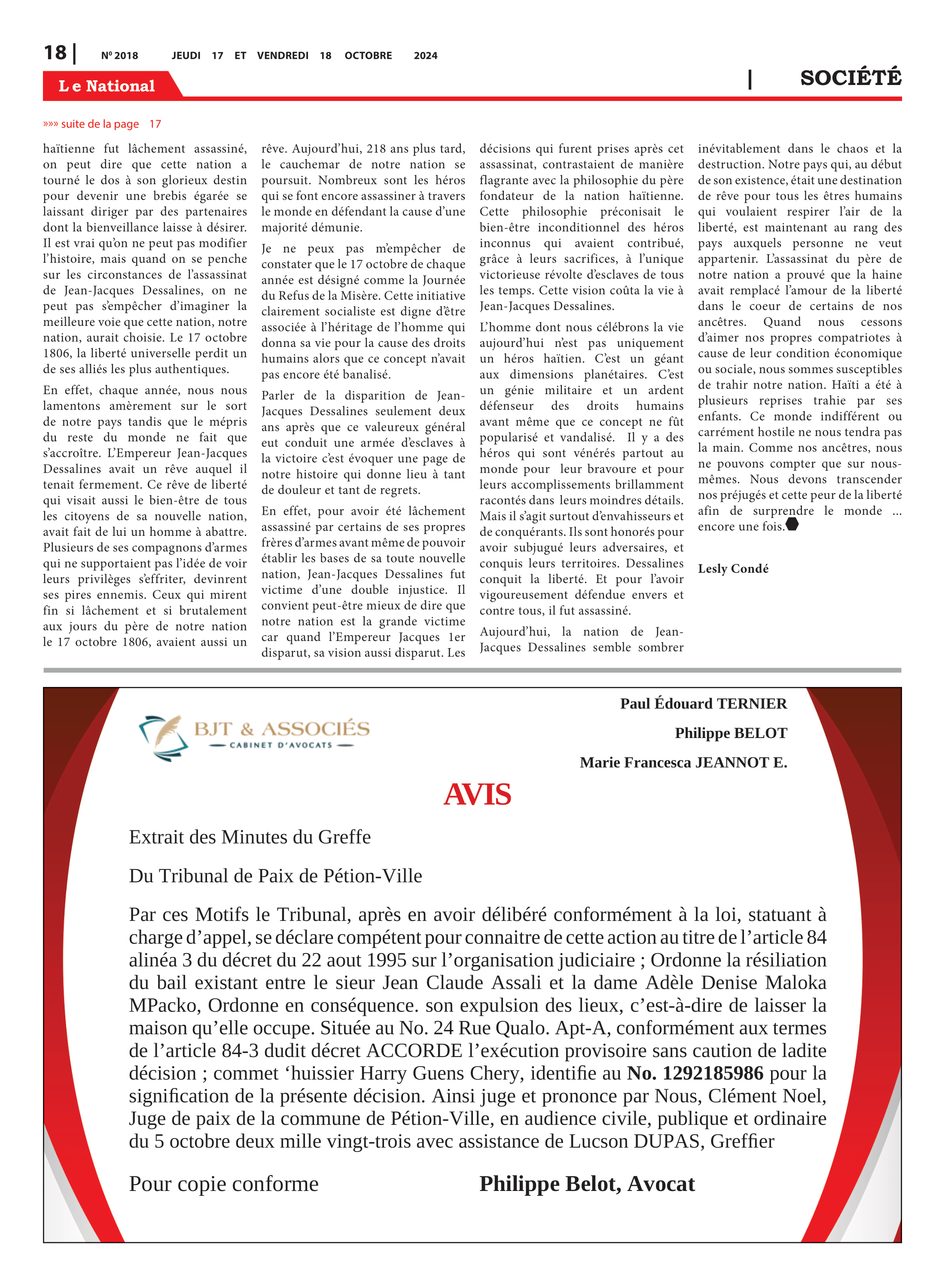 Page 18 de l'édition 2018