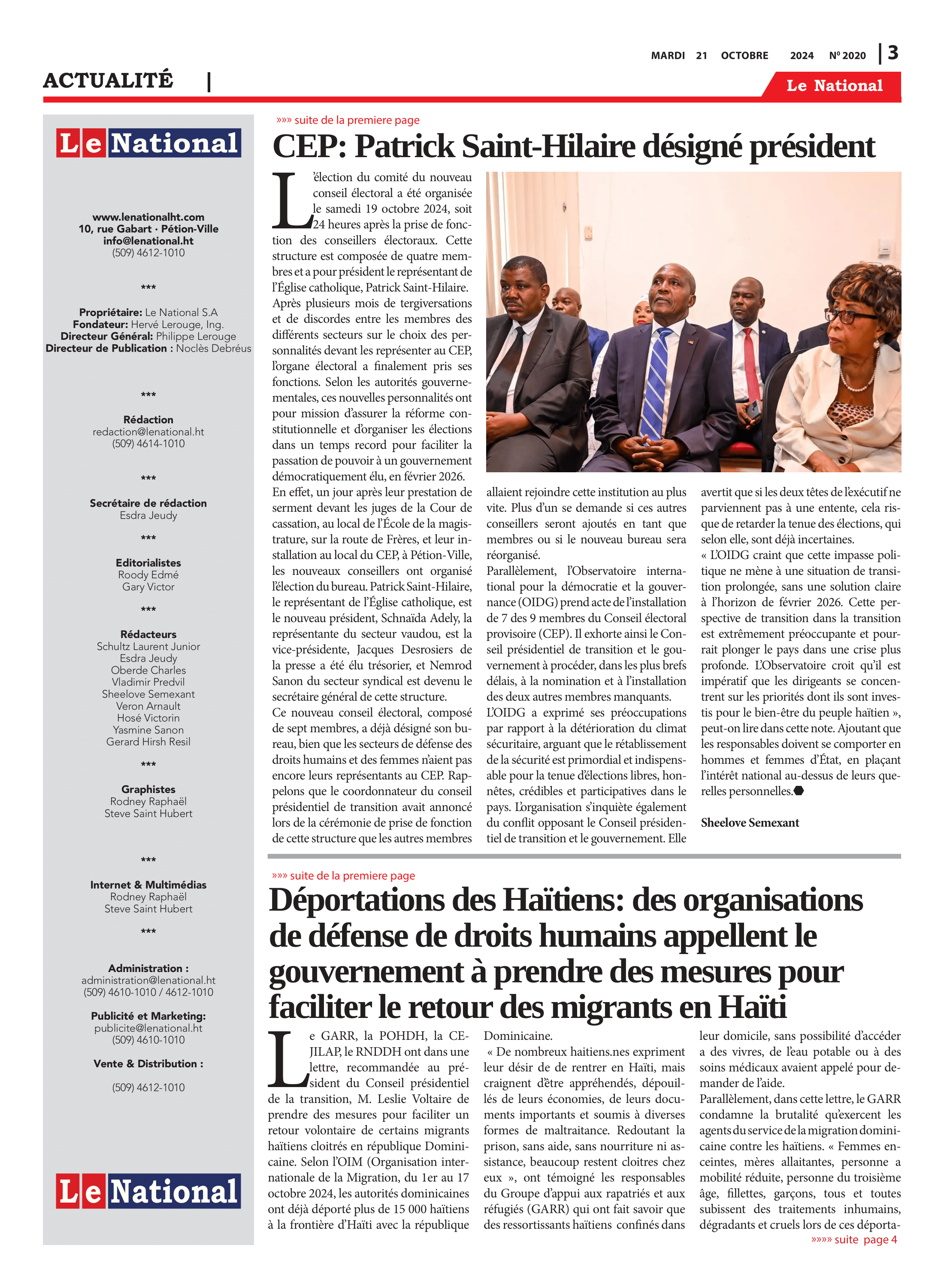 Page 3 de l'édition 2020