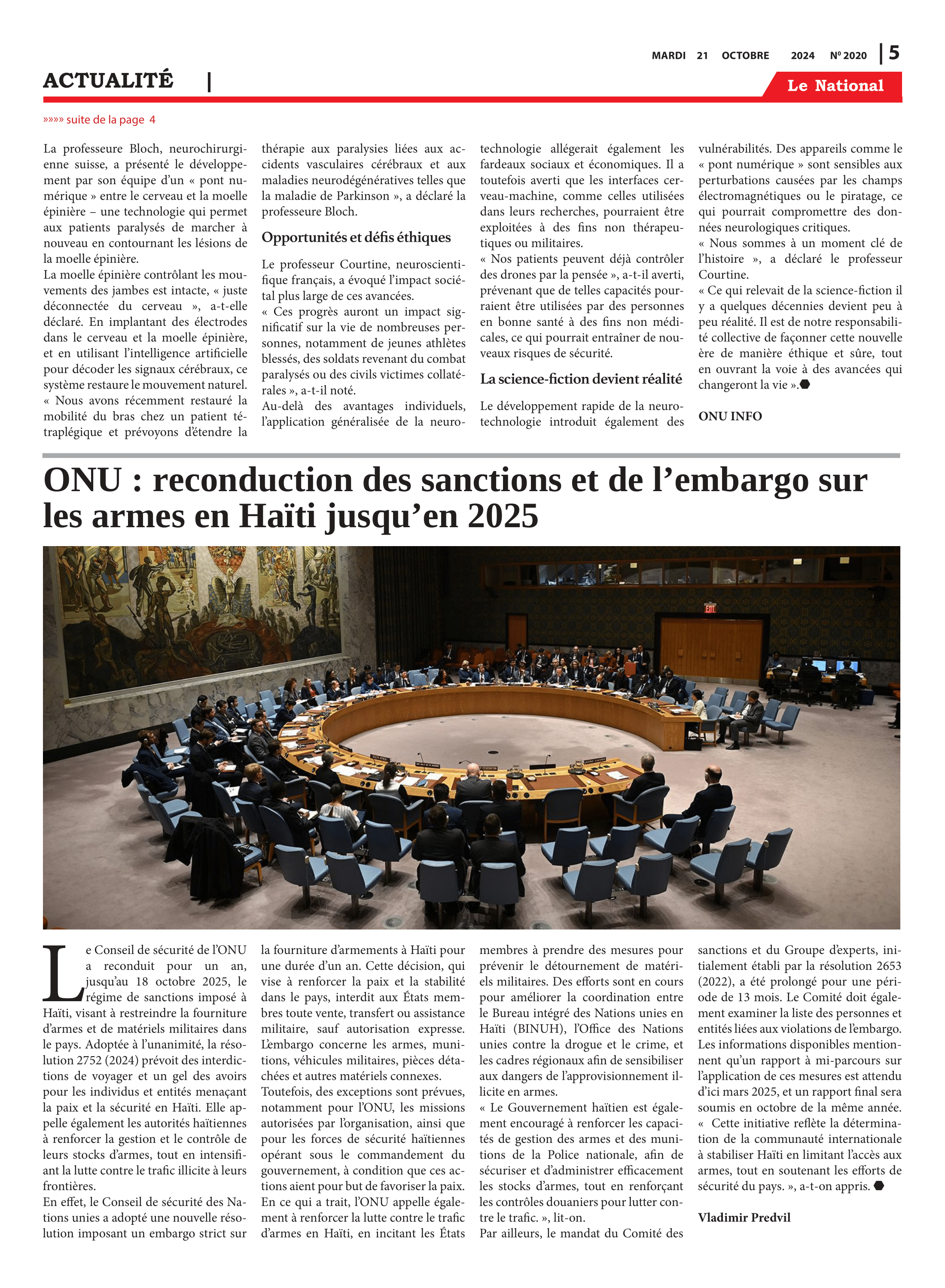 Page 5 de l'édition 2020