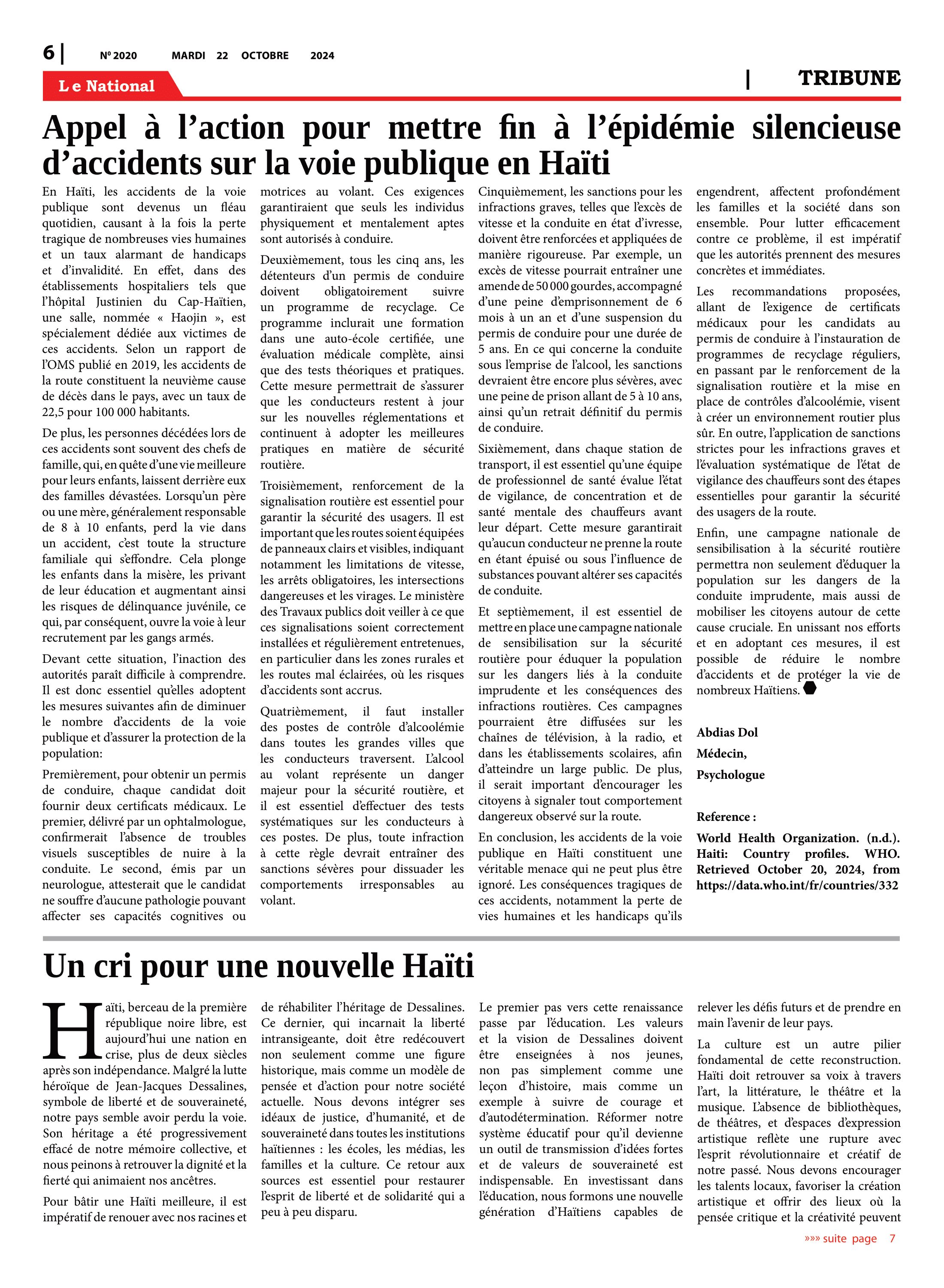 Page 6 de l'édition 2020