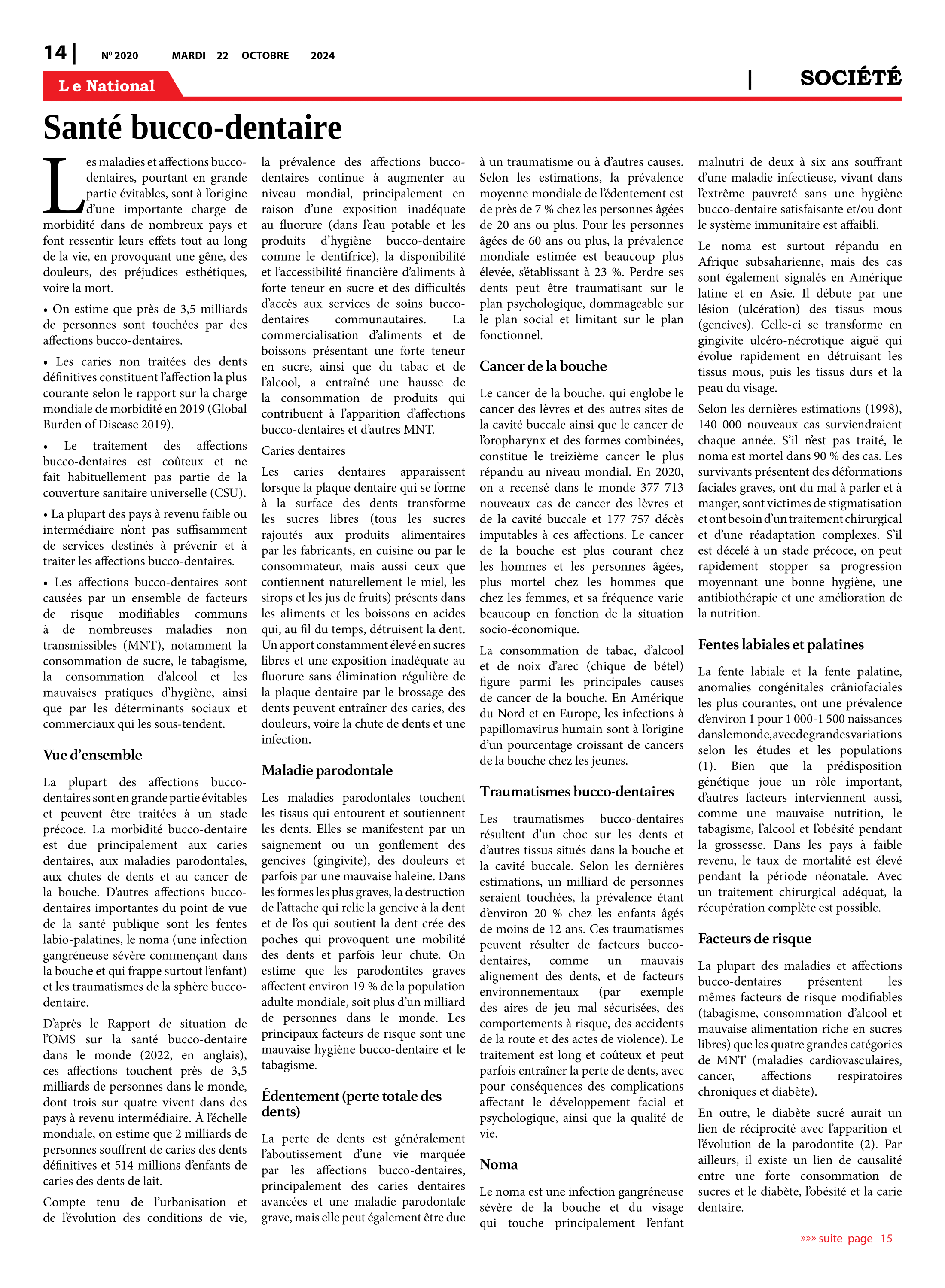 Page 14 de l'édition 2020