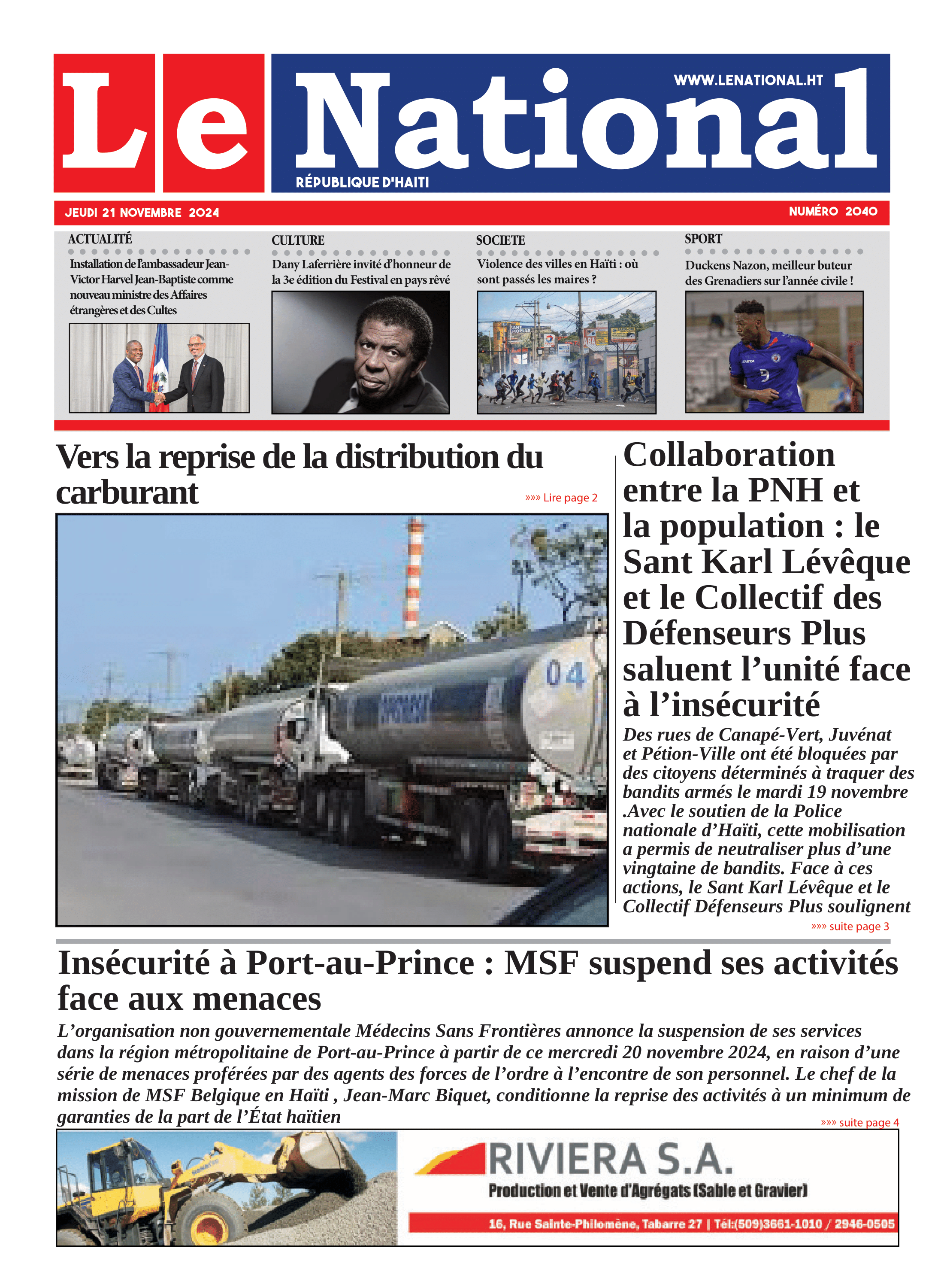 Page 1 de l'édition 2040