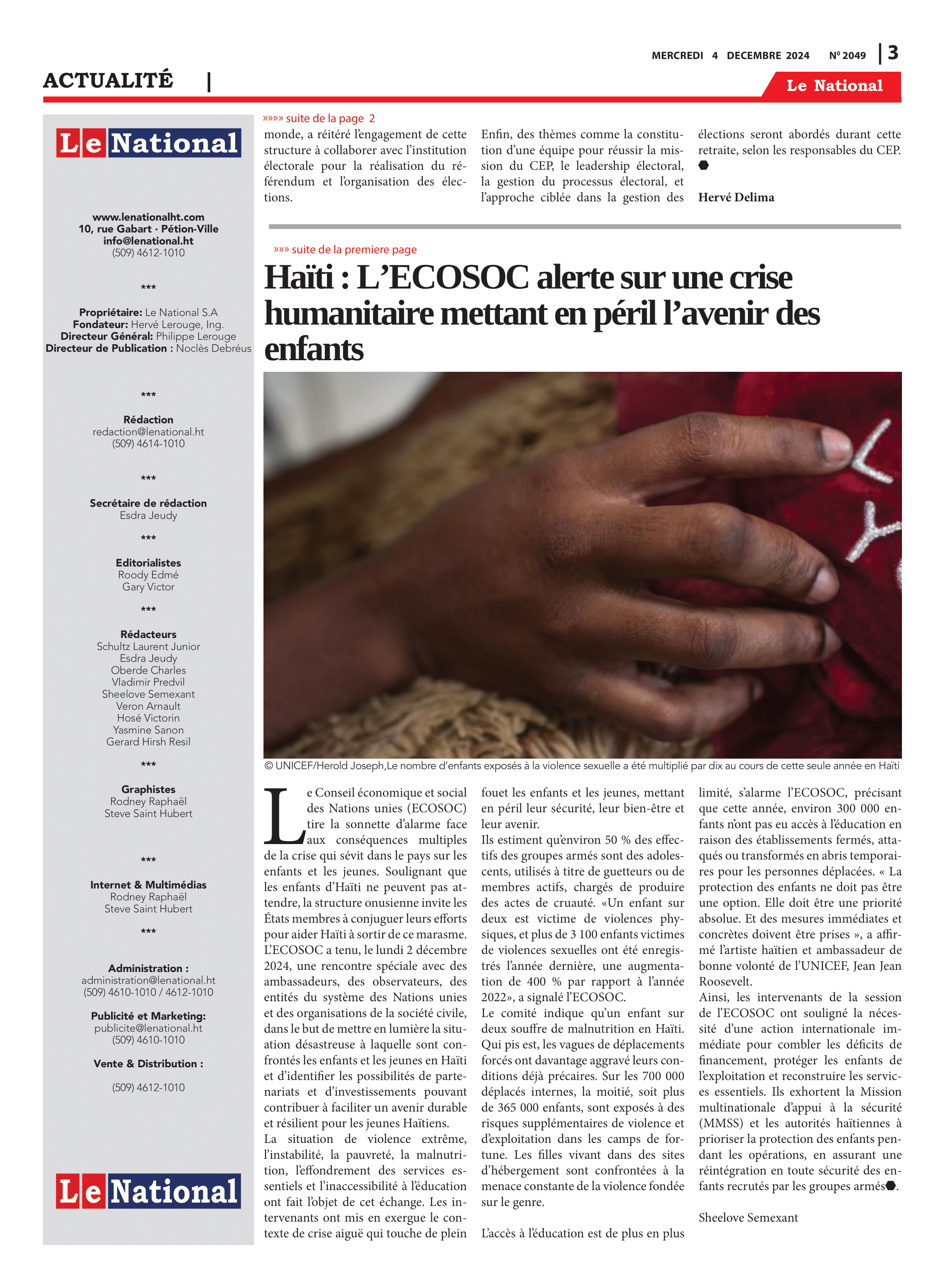 Page 3 de l'édition 2049