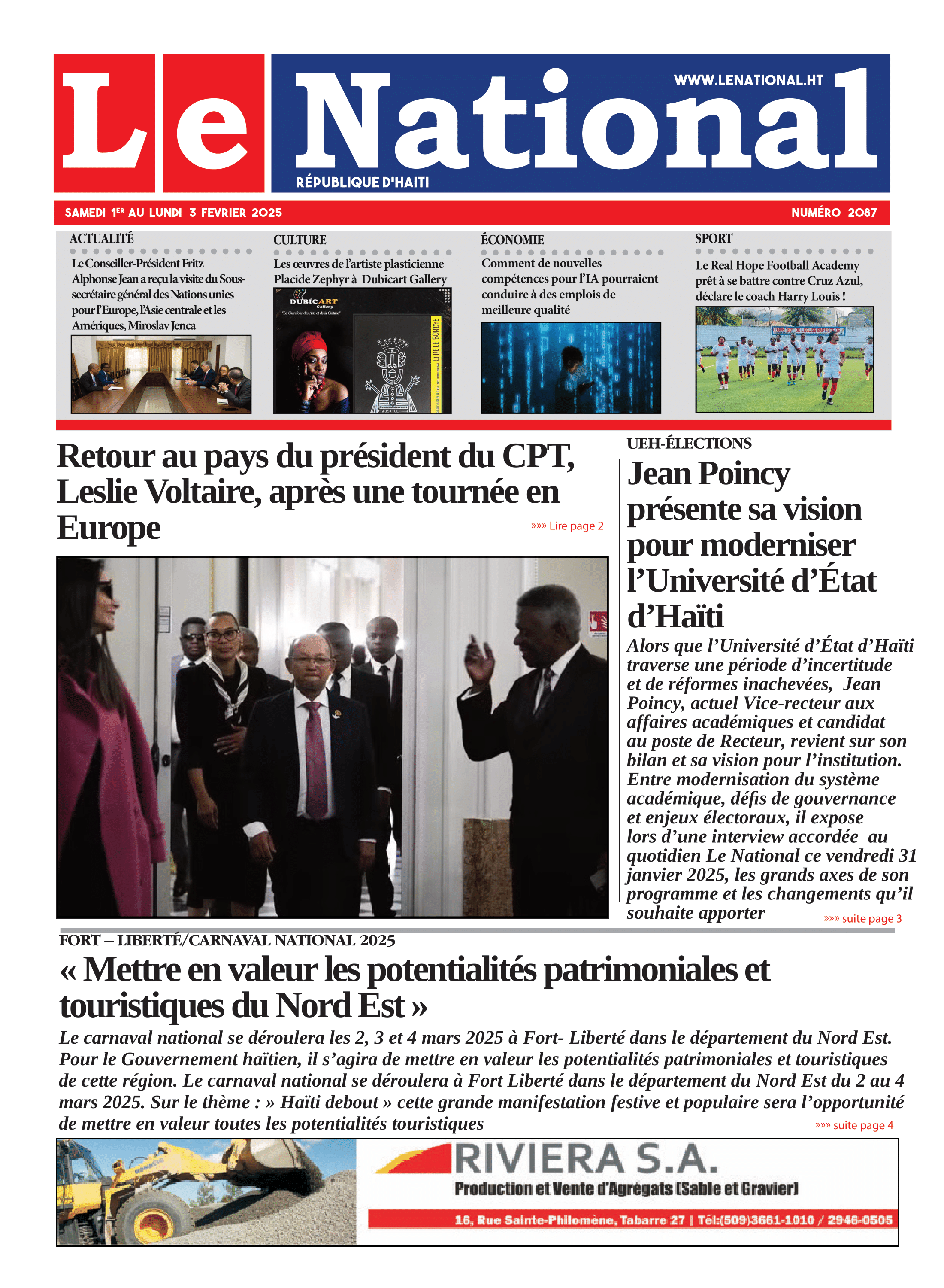Page 1 de l'édition 2087