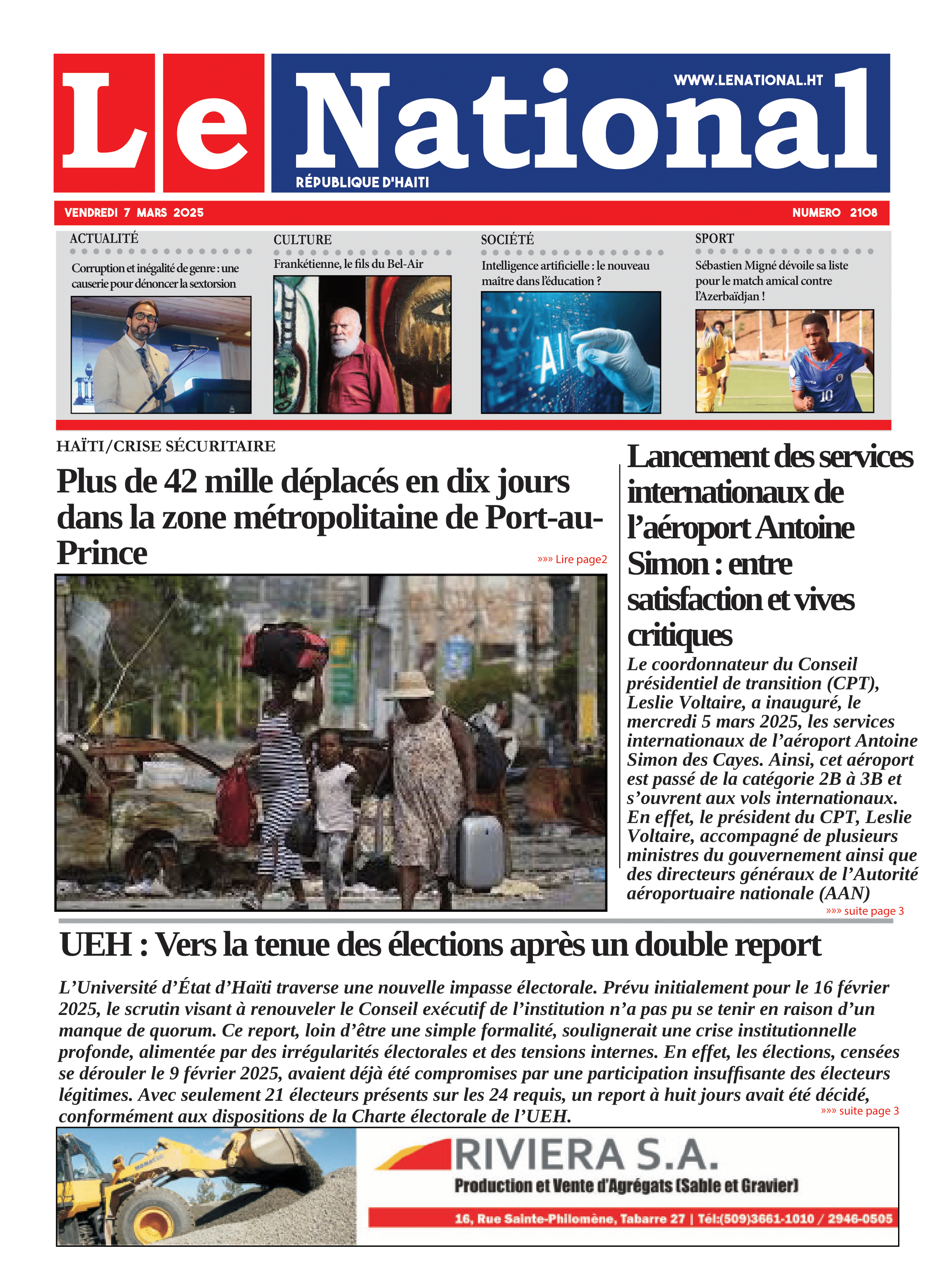 Page 1 de l'édition 2108