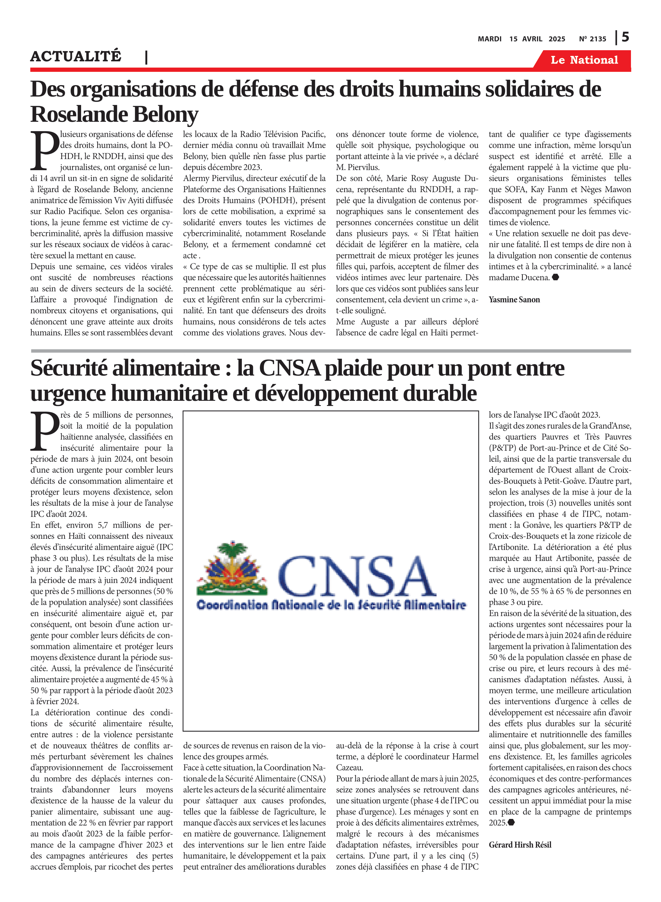 Page 5 de l'édition 2135