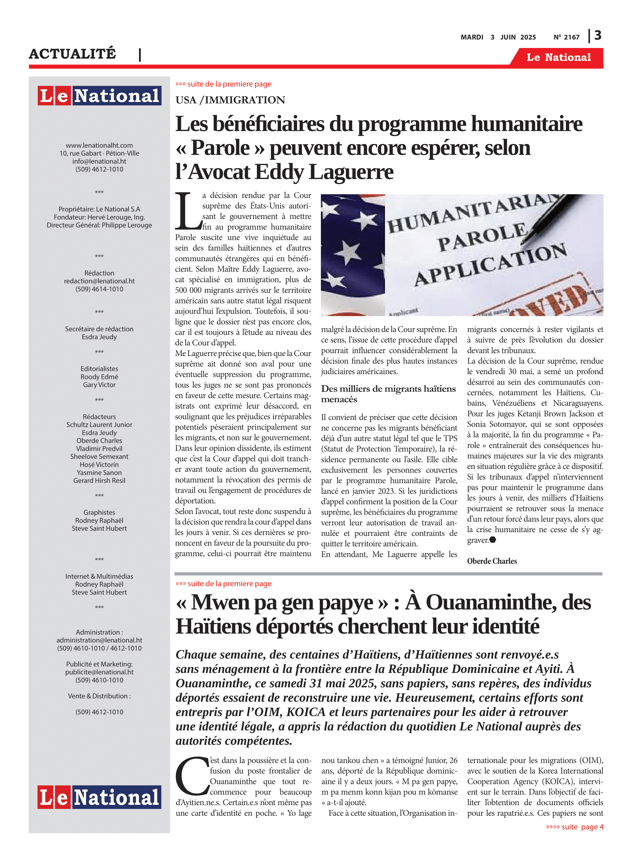 Page 3 de l'édition 2167