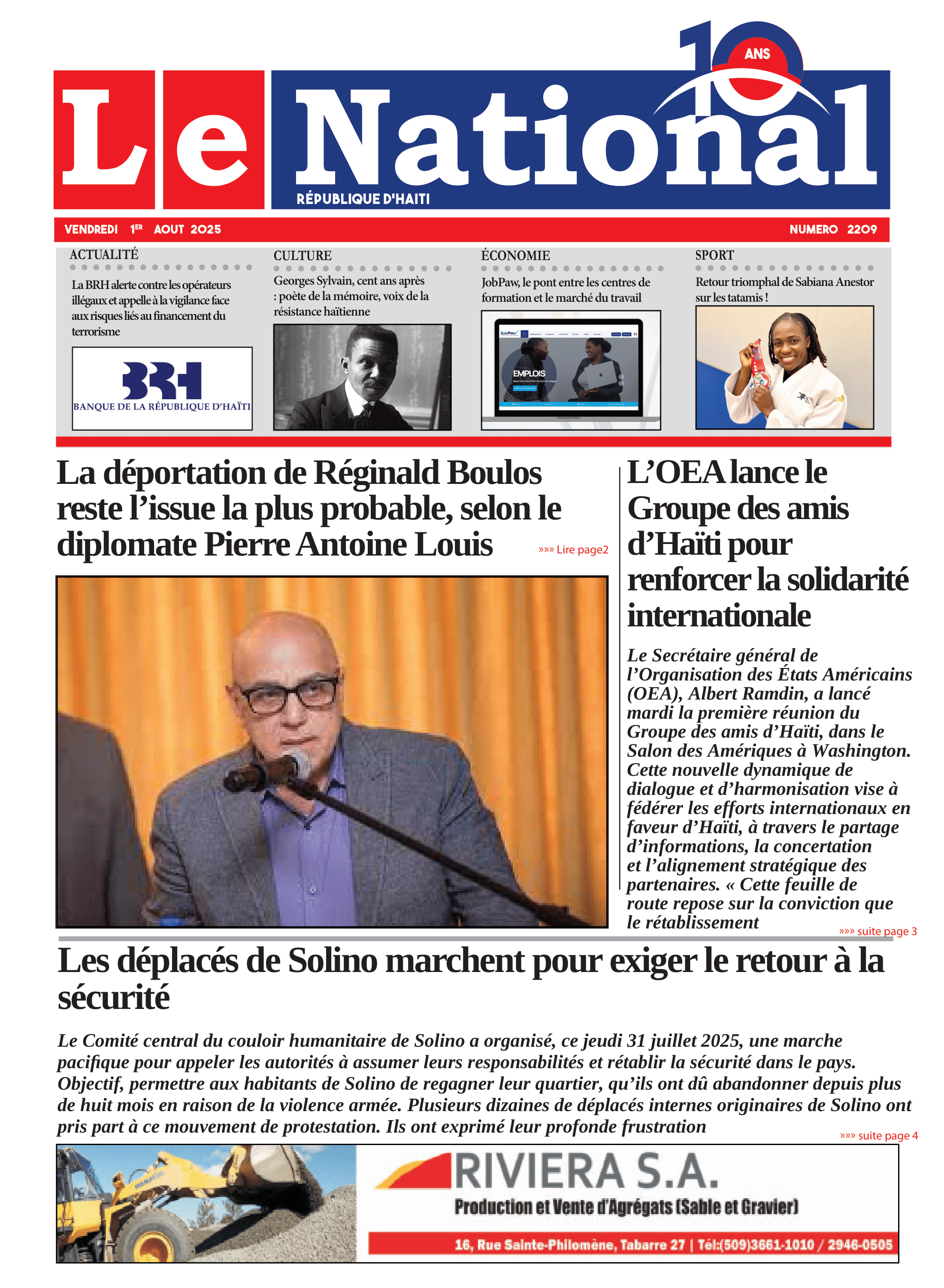Page 1 de l'édition 2209