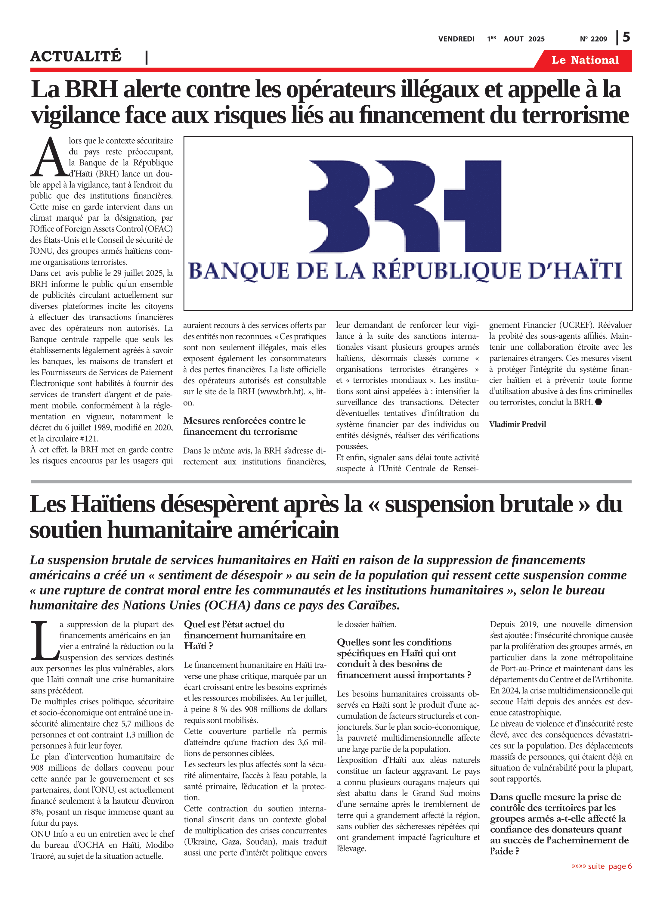 Page 5 de l'édition 2209