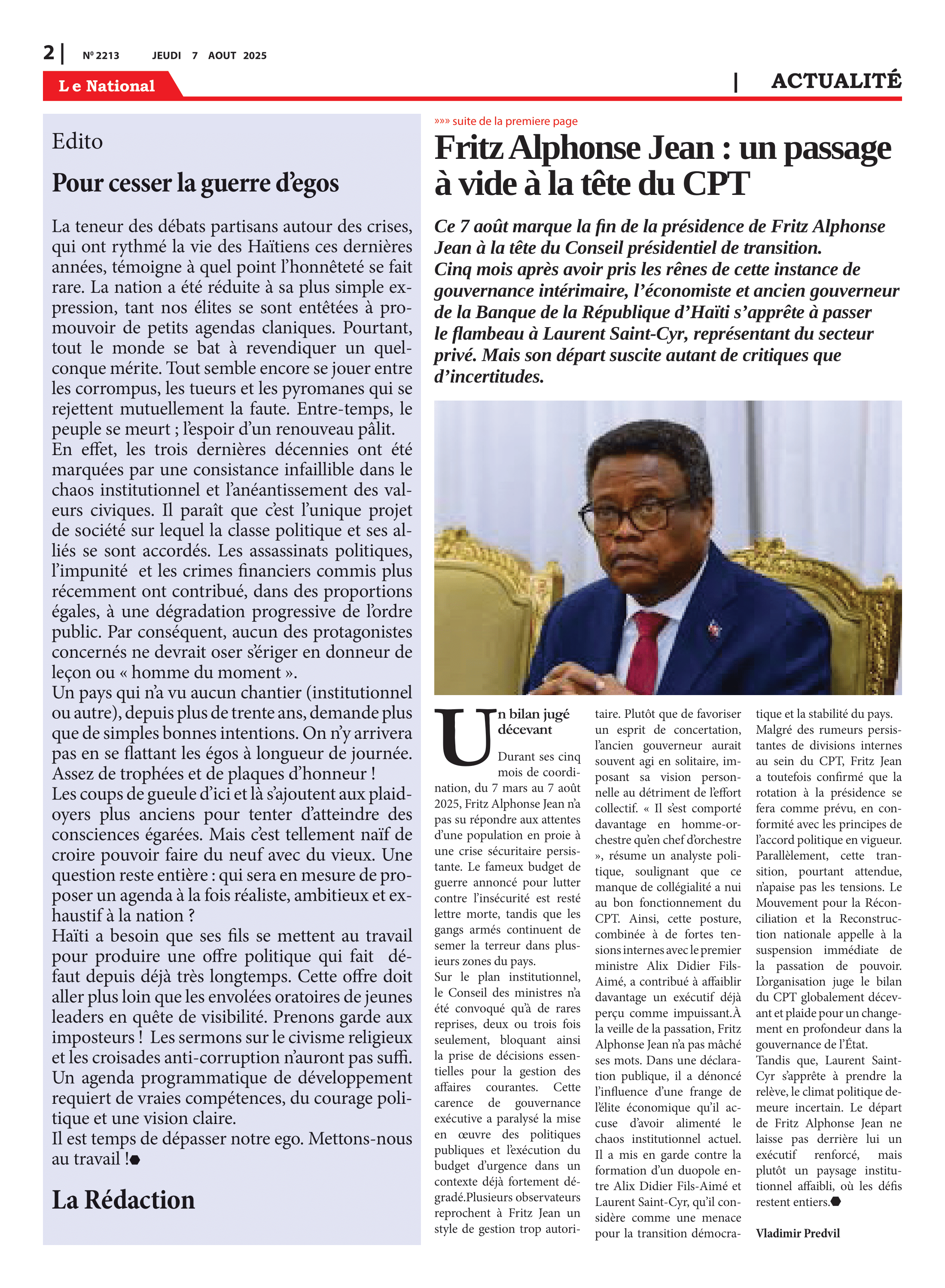 Page 2 de l'édition 2213