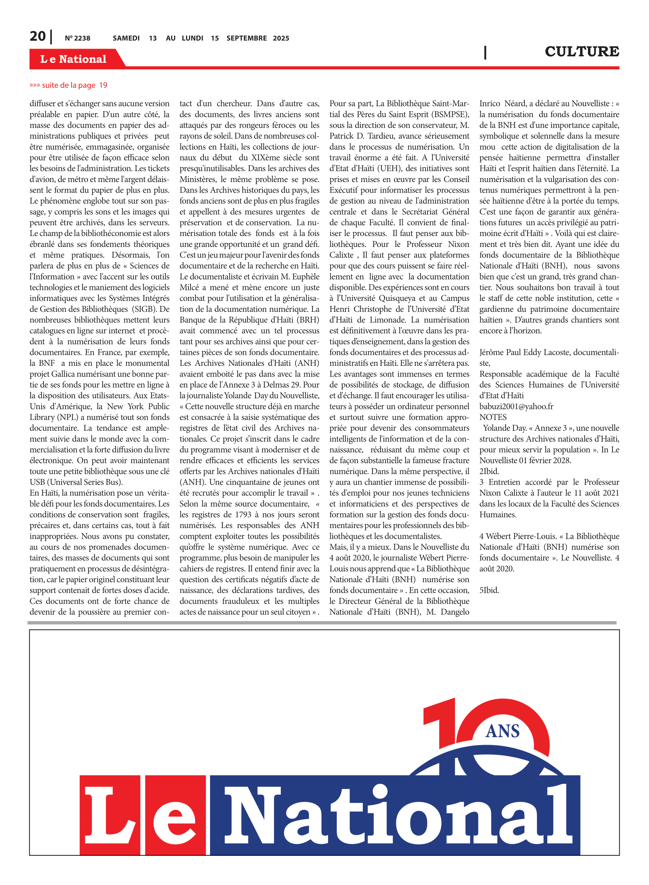 Page 20 de l'édition 2238