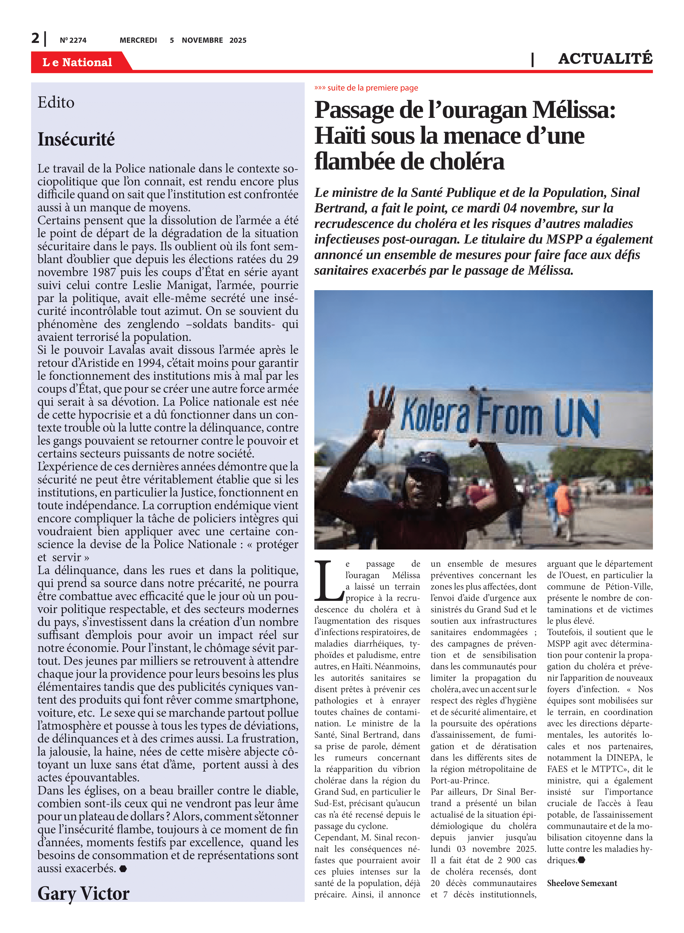 Page 2 de l'édition 2274