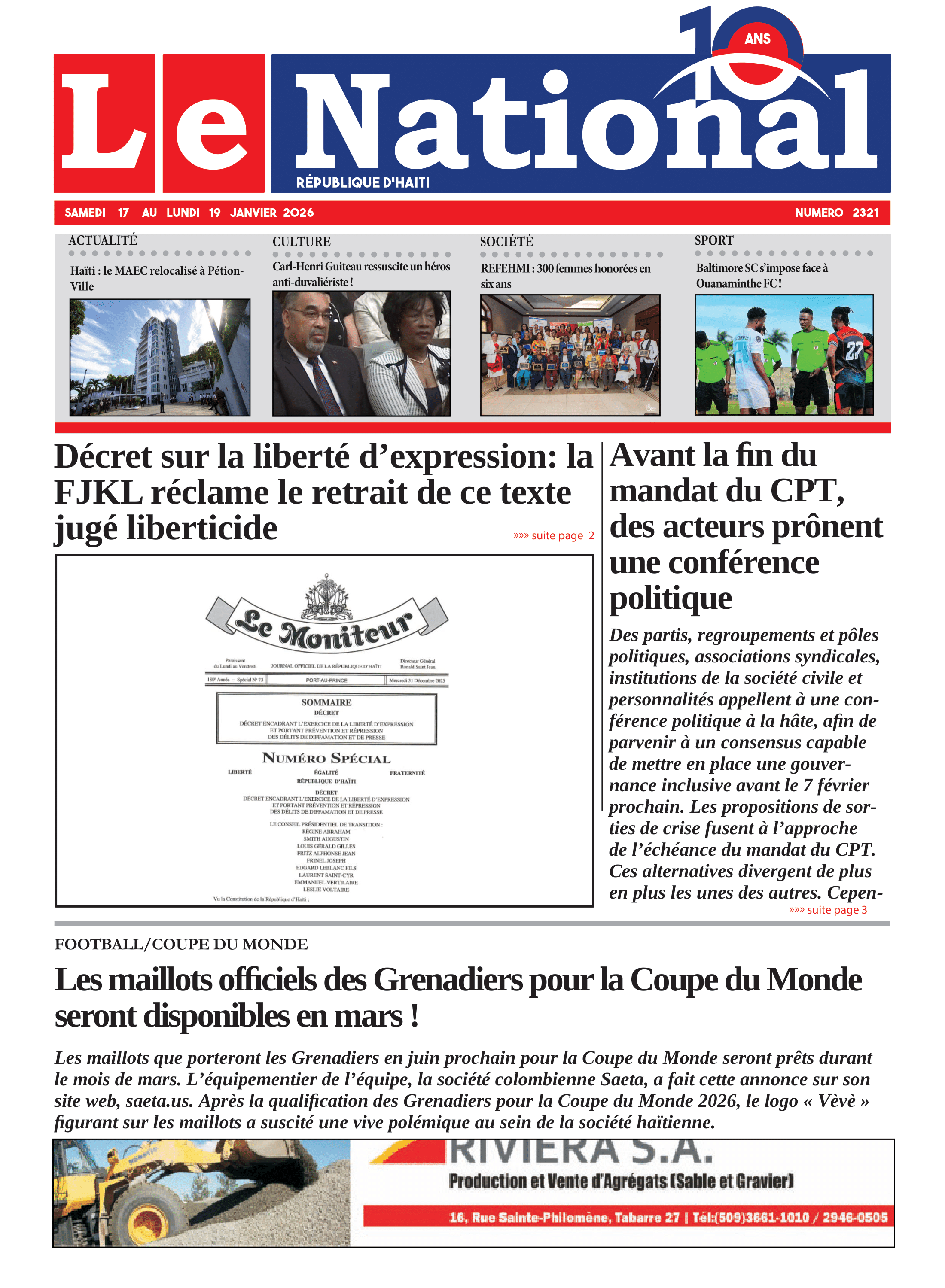 Page 1 de l'édition 2321