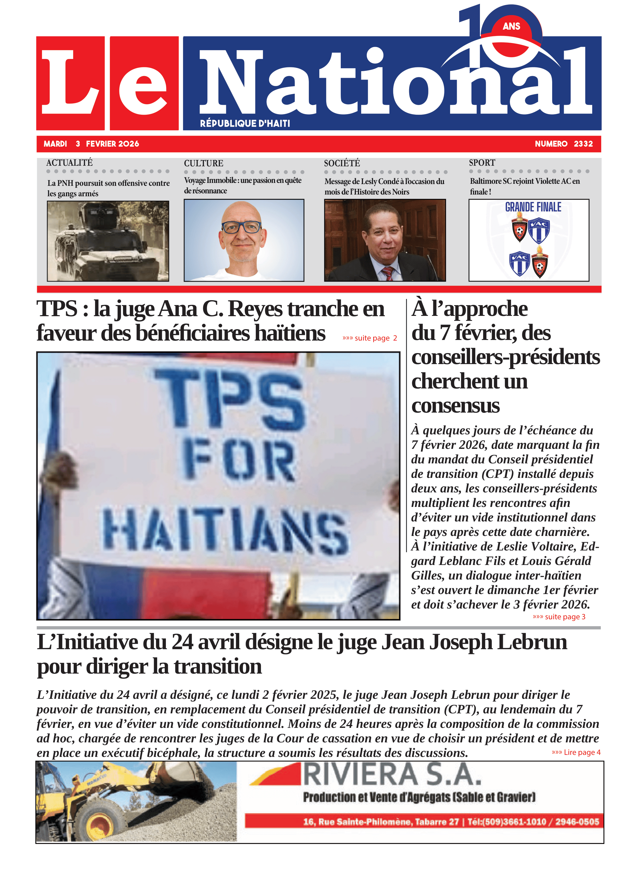 Page 1 de l'édition 2332