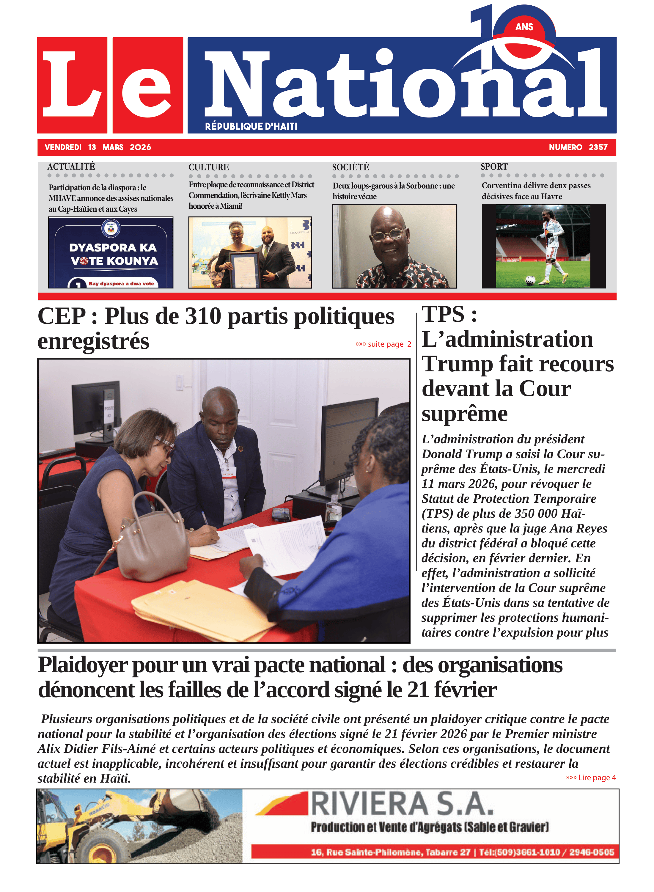 Page 1 de l'édition 2357