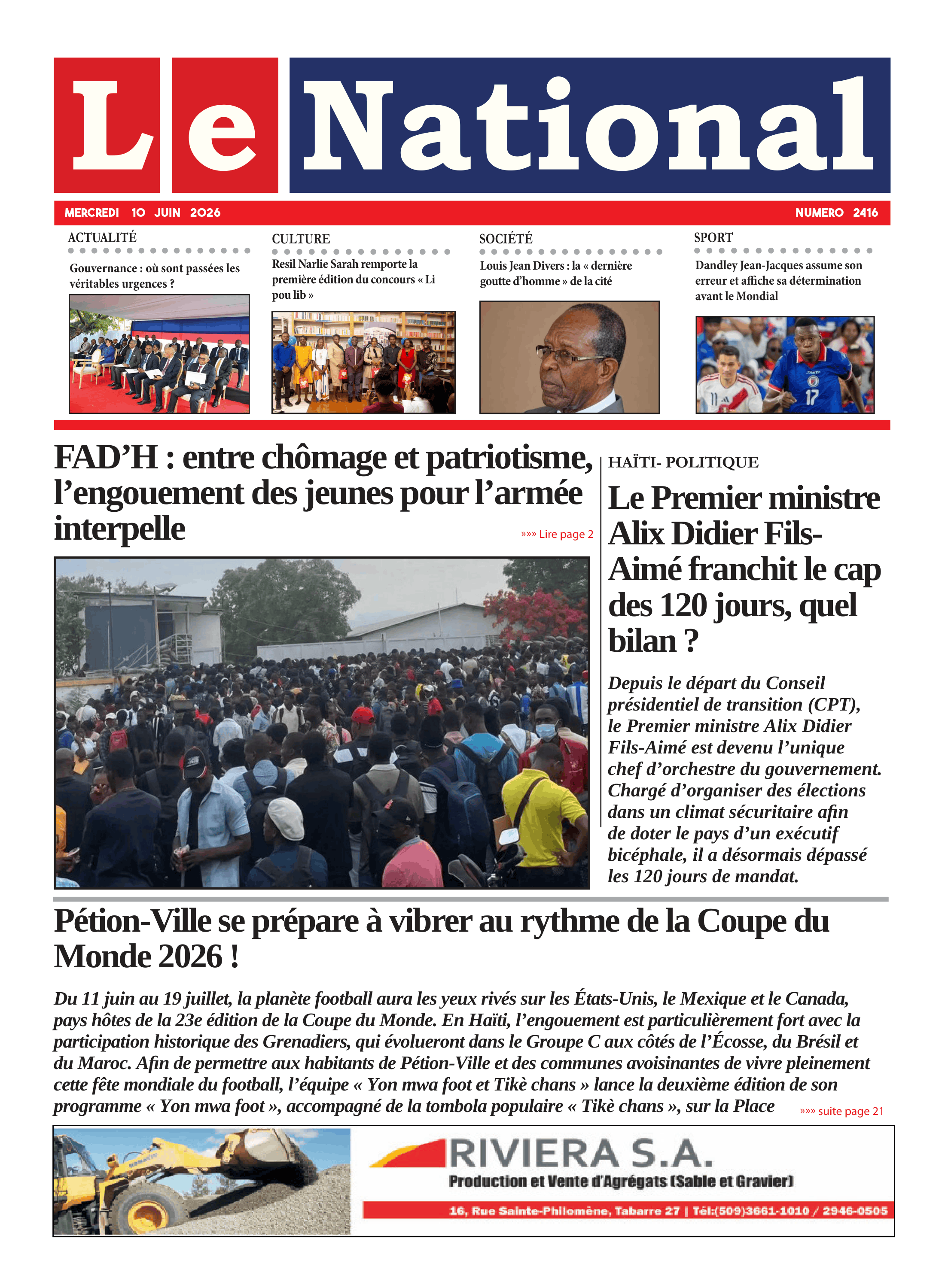 Page 1 de l'édition 2416