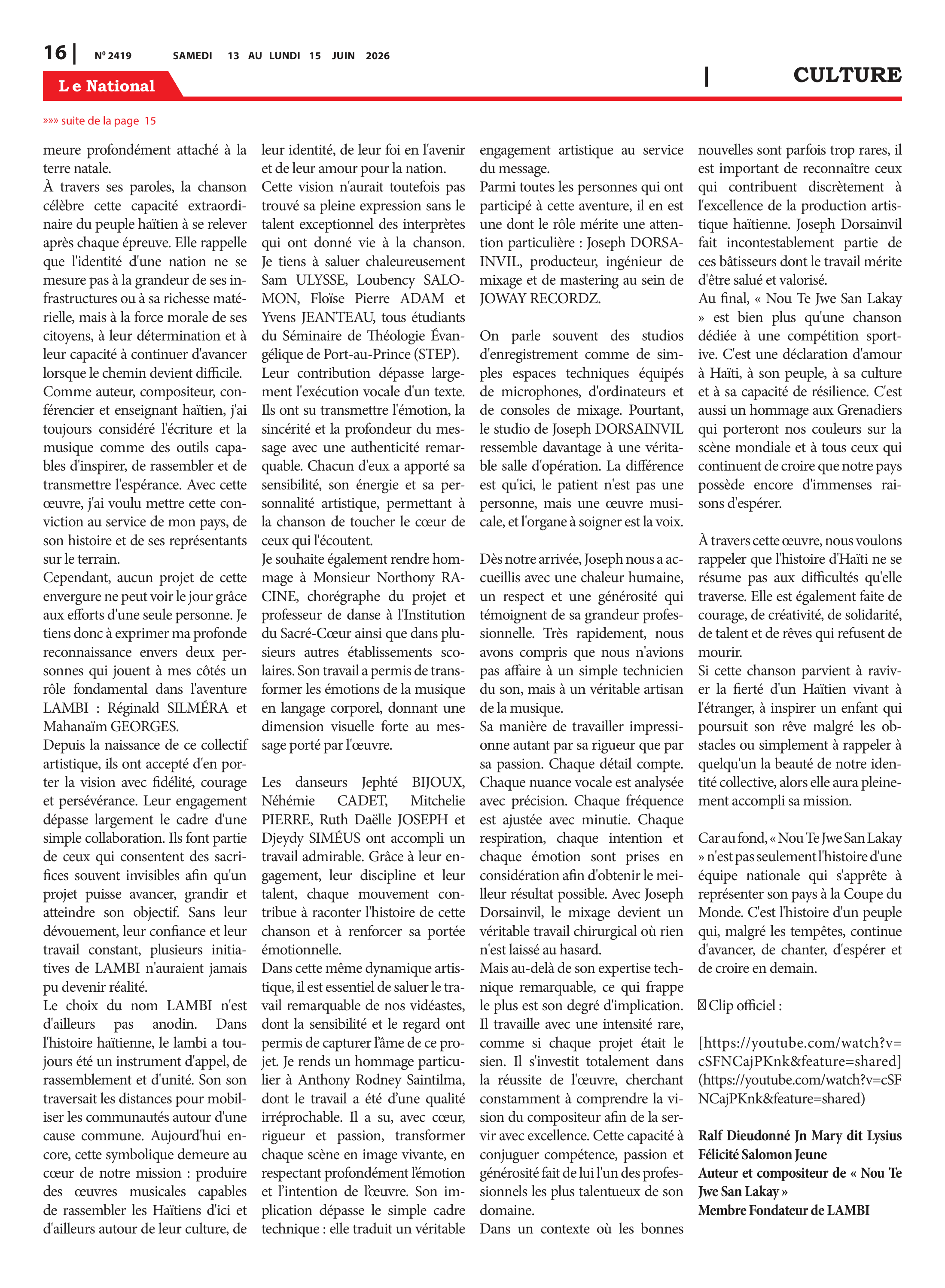 Page 16 de l'édition 2419